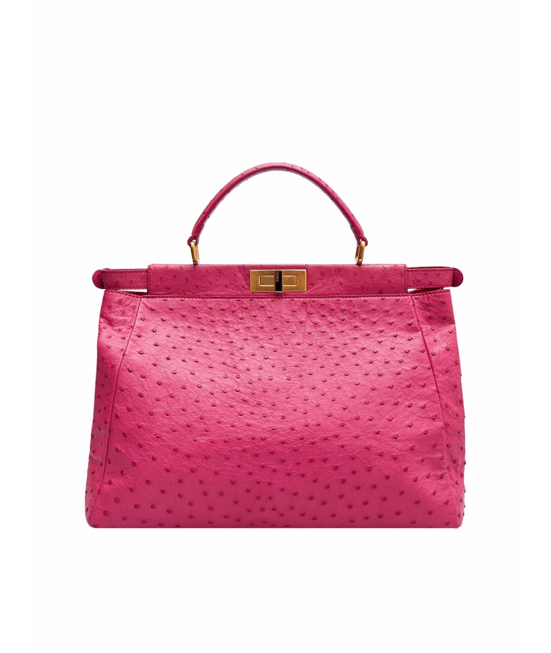 FENDI Розовая сумка с короткими ручками из экзотической кожи, фото 1