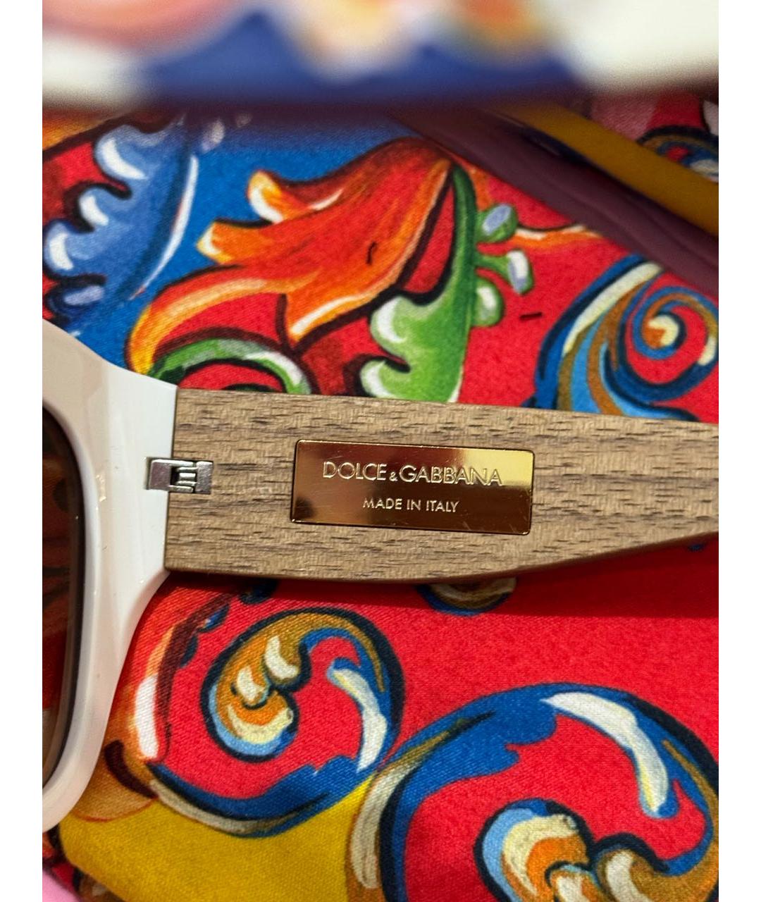 DOLCE&GABBANA Белые деревянные солнцезащитные очки, фото 3