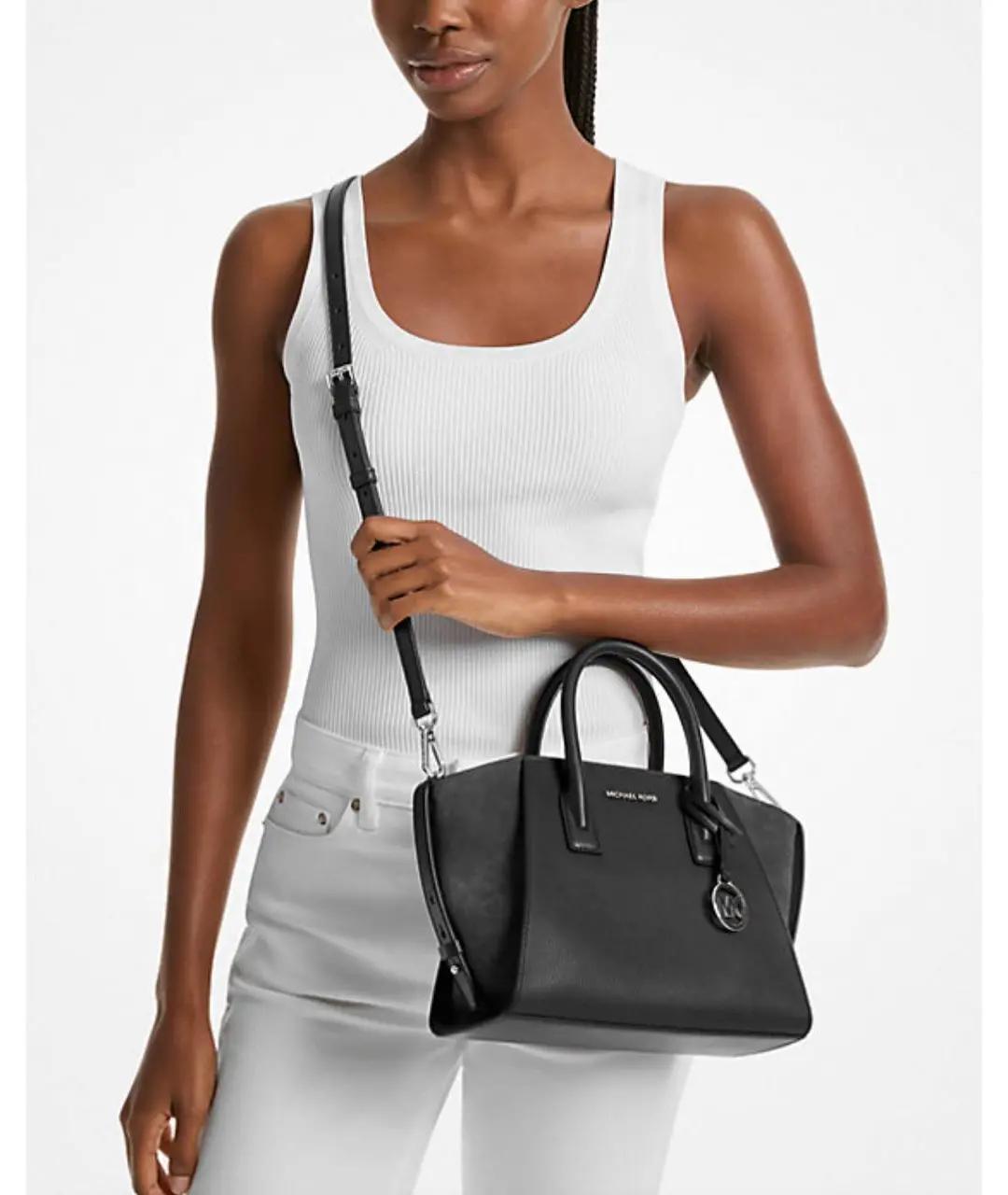 MICHAEL KORS Черная кожаная сумка через плечо, фото 2