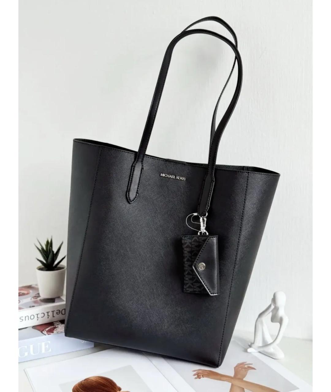 MICHAEL KORS Черная кожаная сумка тоут, фото 3
