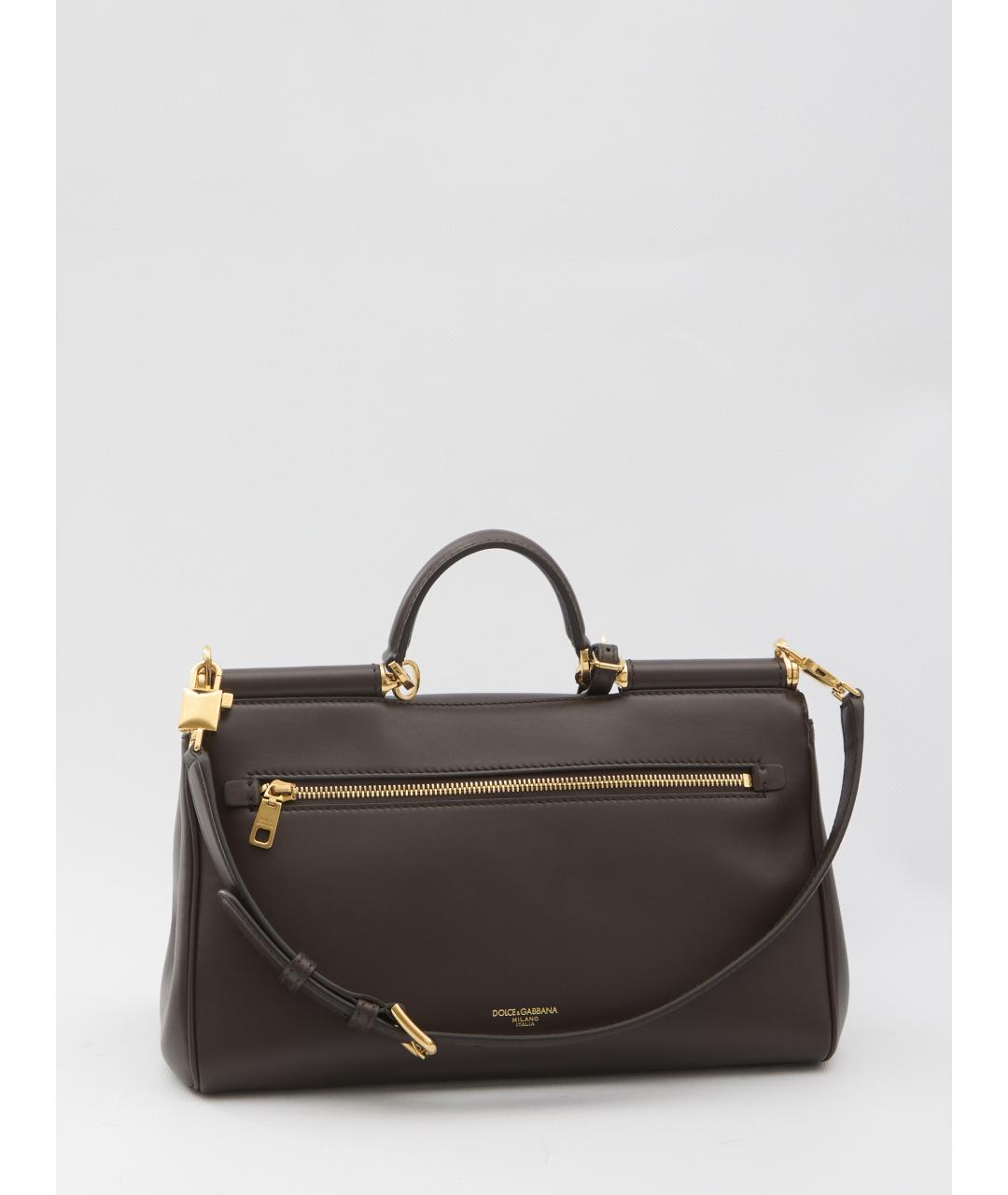 DOLCE&GABBANA Коричневая кожаная сумка тоут, фото 2