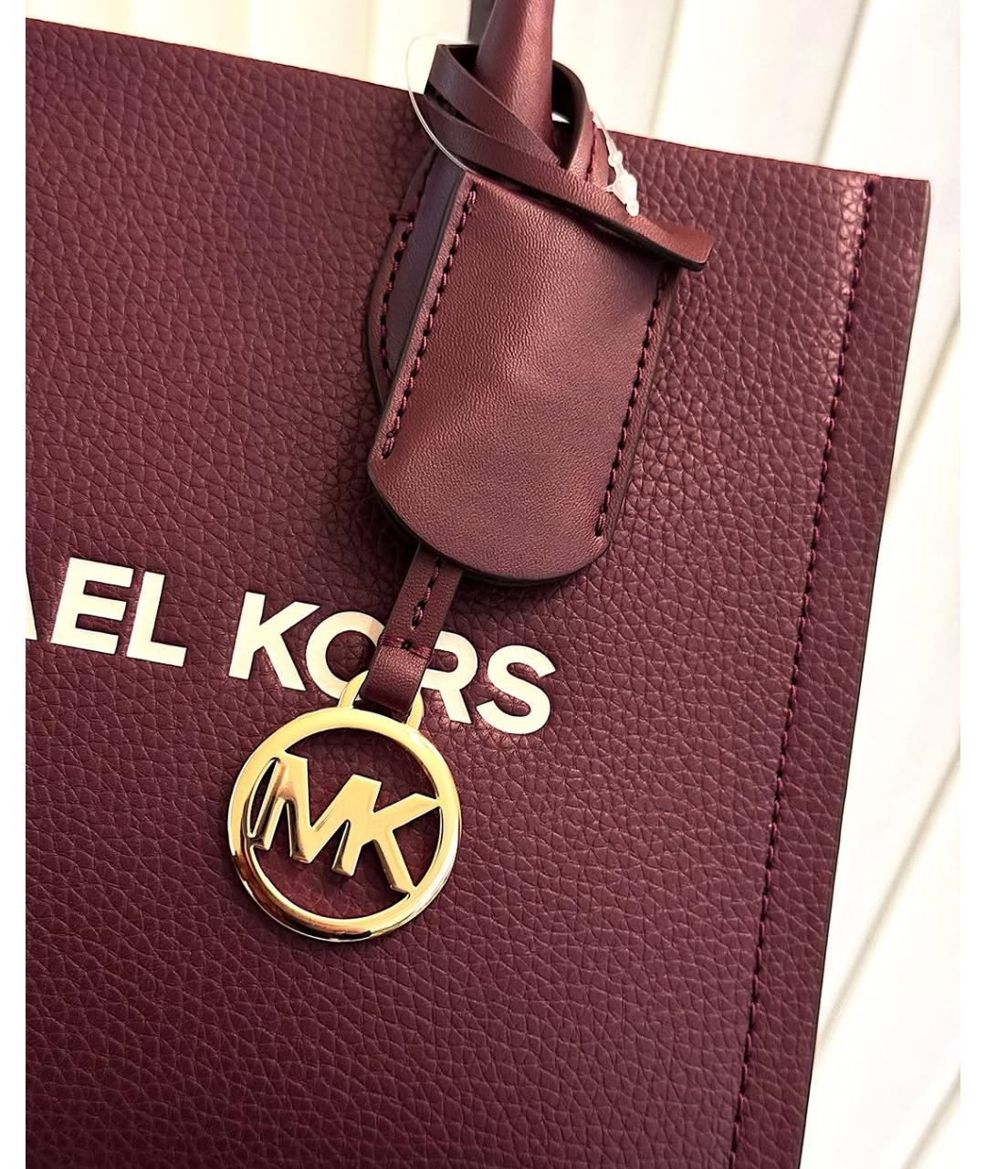 MICHAEL KORS Бордовая кожаная сумка тоут, фото 4