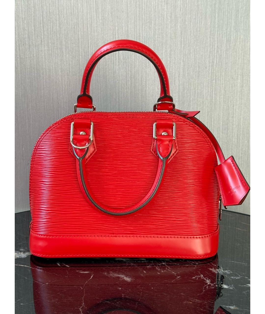 LOUIS VUITTON Красная кожаная сумка с короткими ручками, фото 3