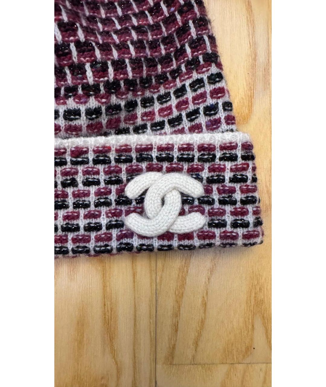 CHANEL Бордовая кашемировая шапка, фото 4