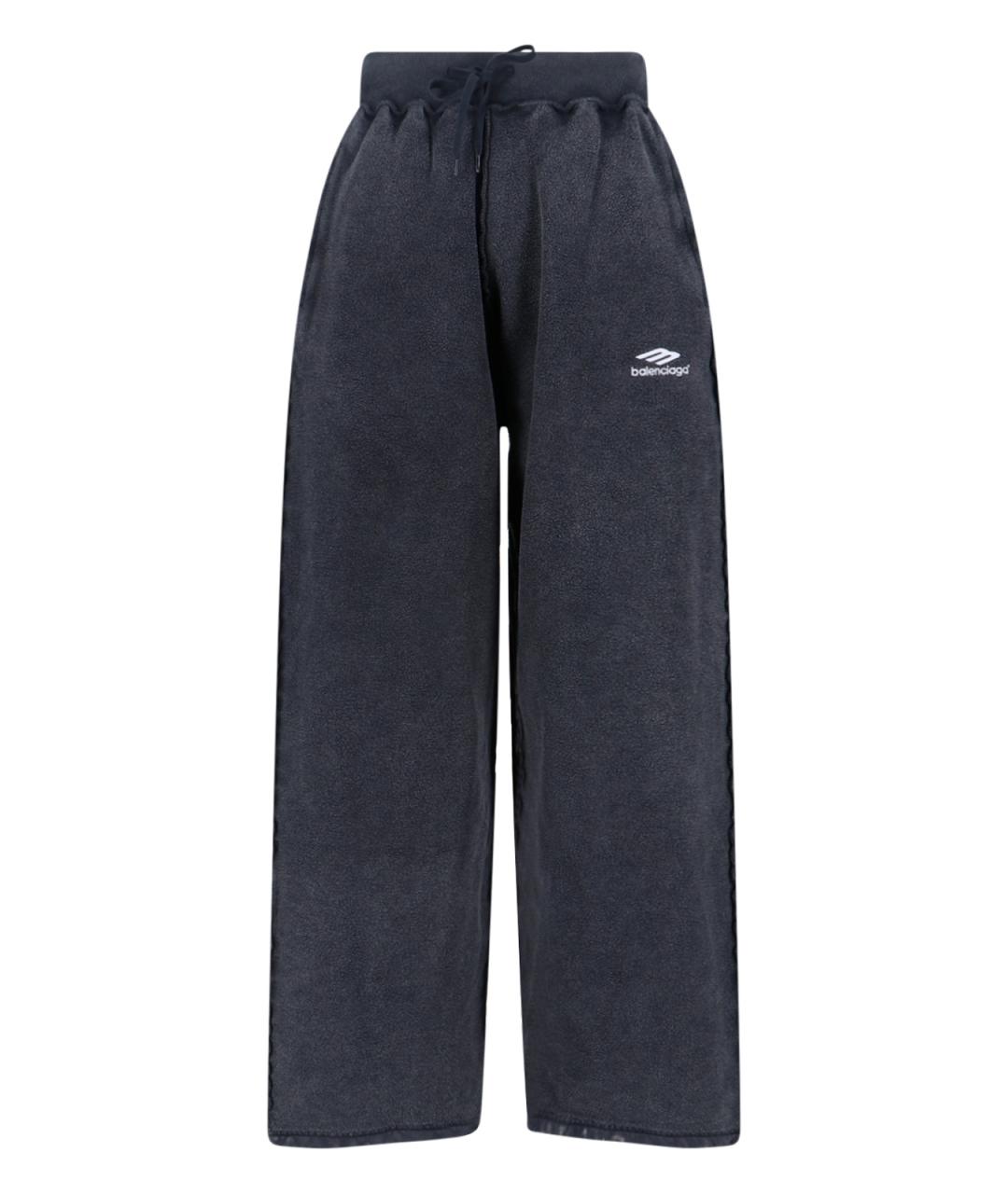 BALENCIAGA Антрацитовые хлопковые повседневные брюки, фото 1