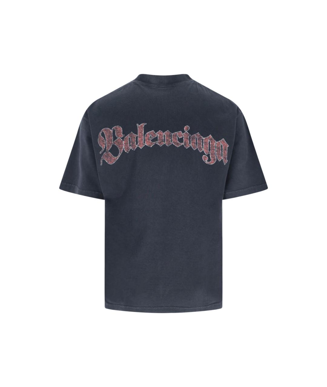 BALENCIAGA Черная хлопковая футболка, фото 2