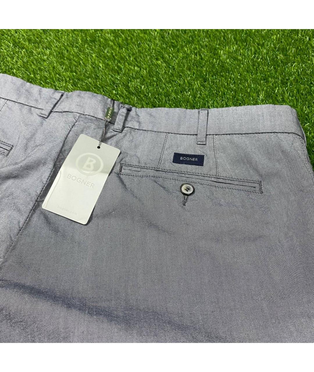 BOGNER Серые хлопковые классические брюки, фото 2