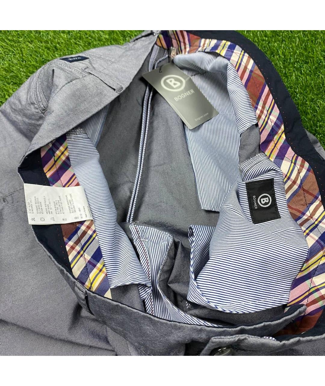 BOGNER Серые хлопковые классические брюки, фото 5