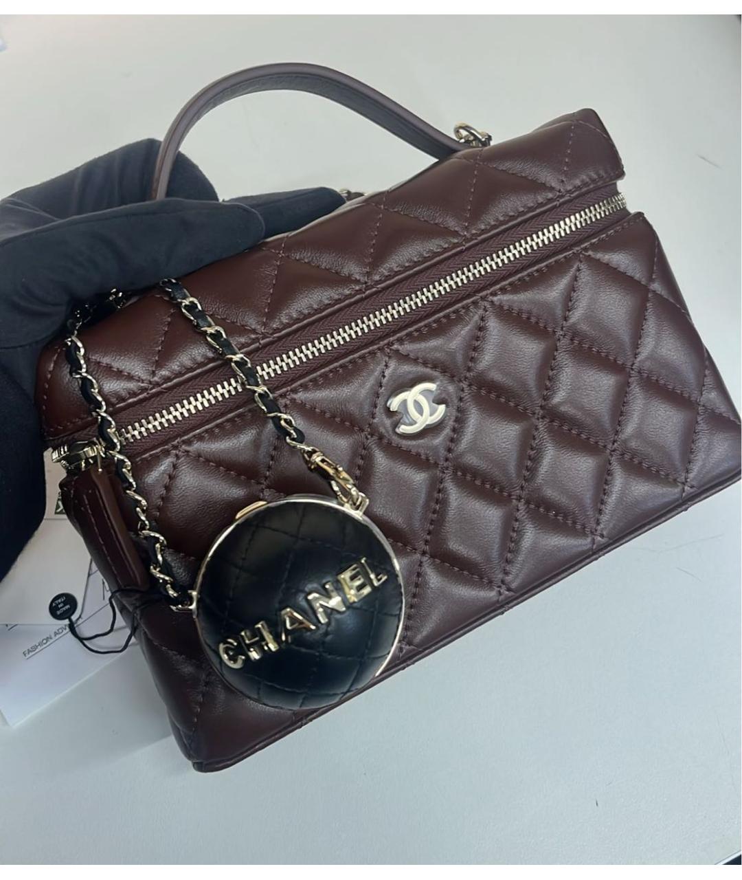 CHANEL Коричневая кожаная сумка через плечо, фото 2