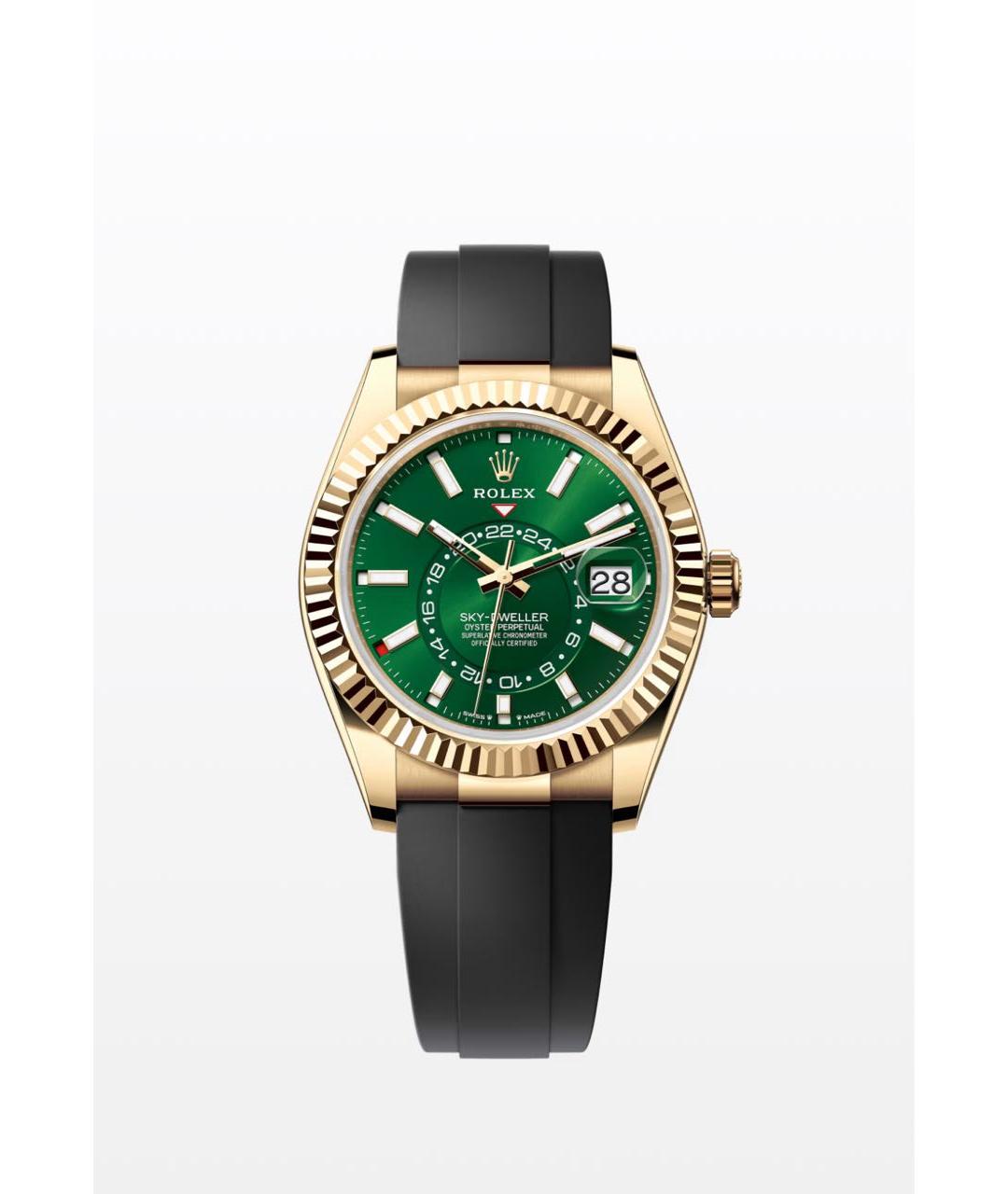 ROLEX Зеленые часы из желтого золота, фото 3