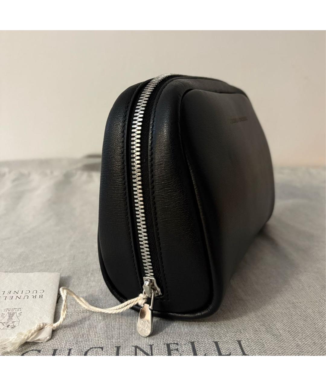 BRUNELLO CUCINELLI Черная кожаная барсетка, фото 3