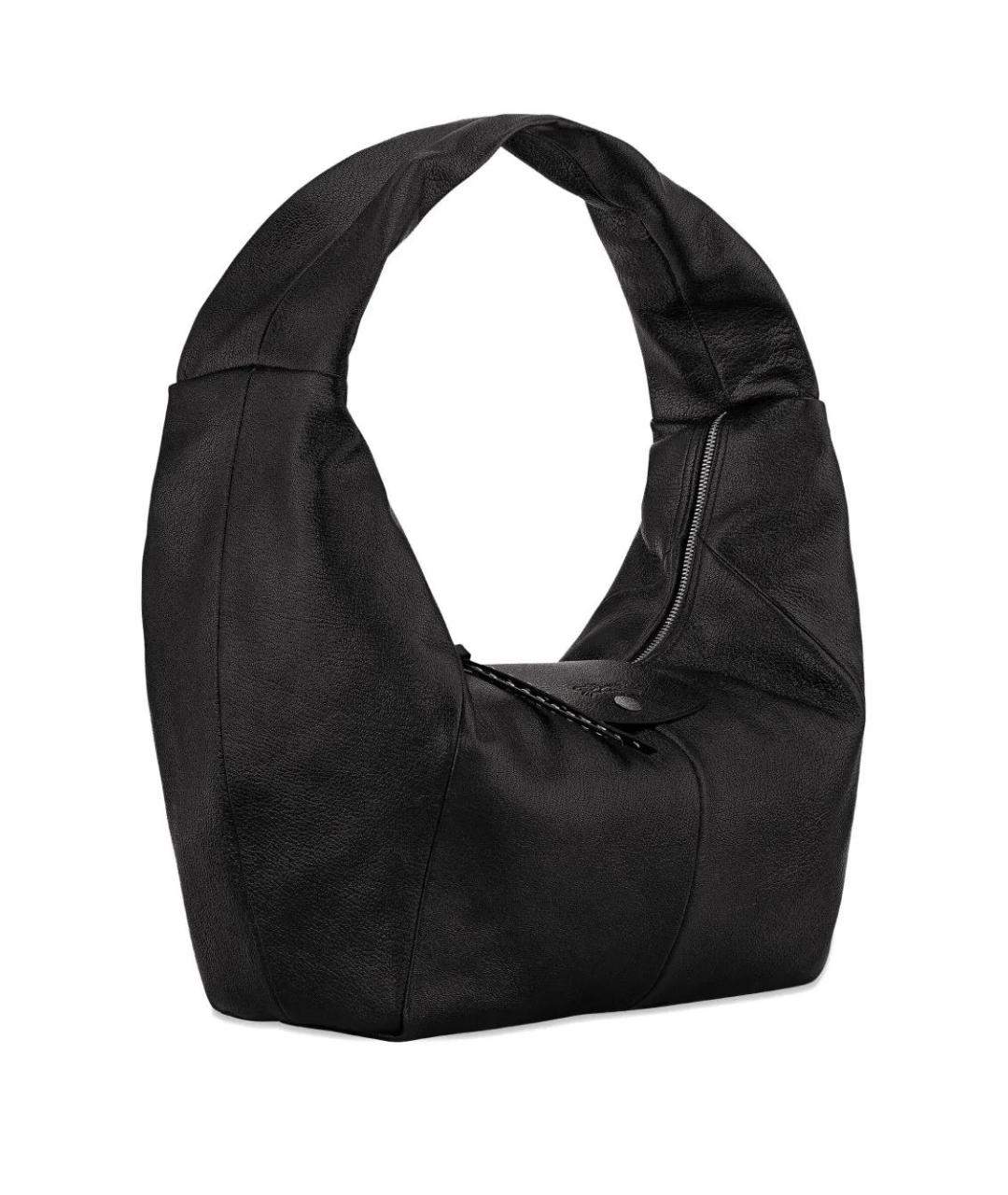 LONGCHAMP Черная кожаная сумка через плечо, фото 4