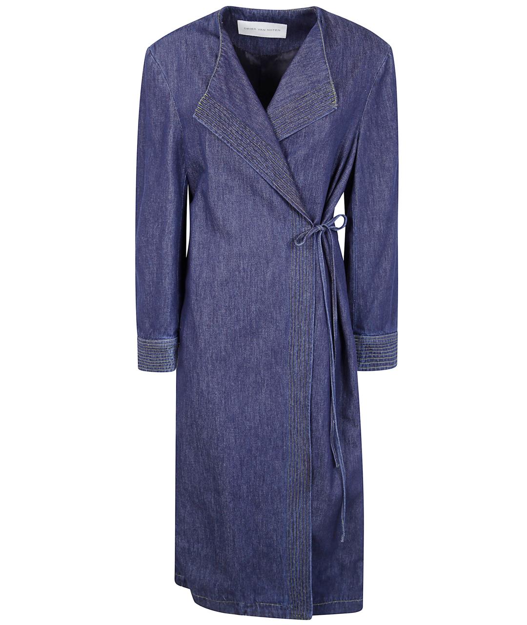 DRIES VAN NOTEN Синее хлопковое пальто, фото 1