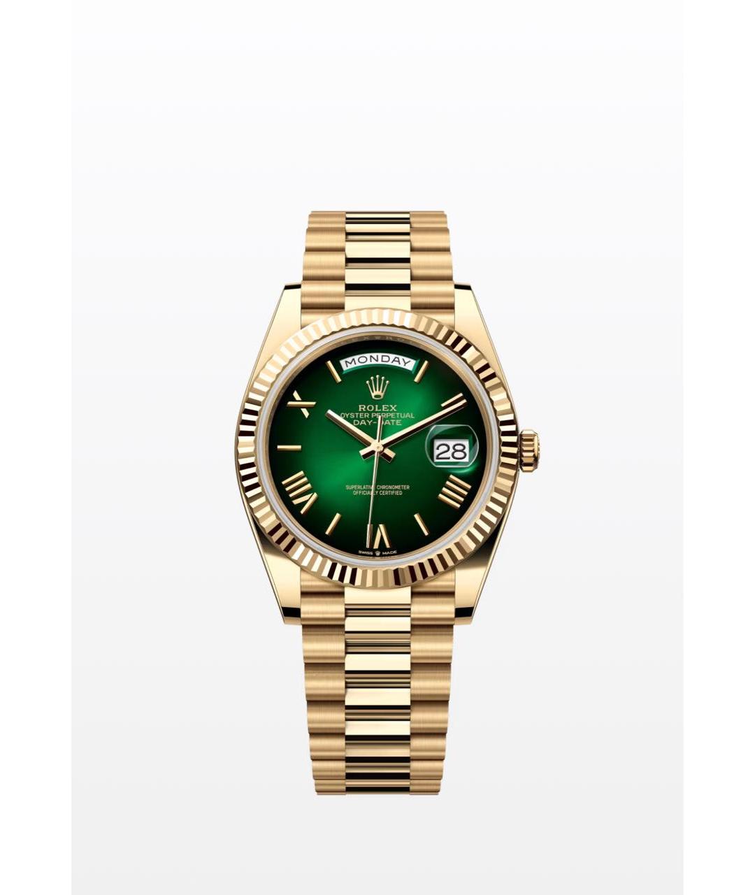 ROLEX Зеленые часы из желтого золота, фото 3