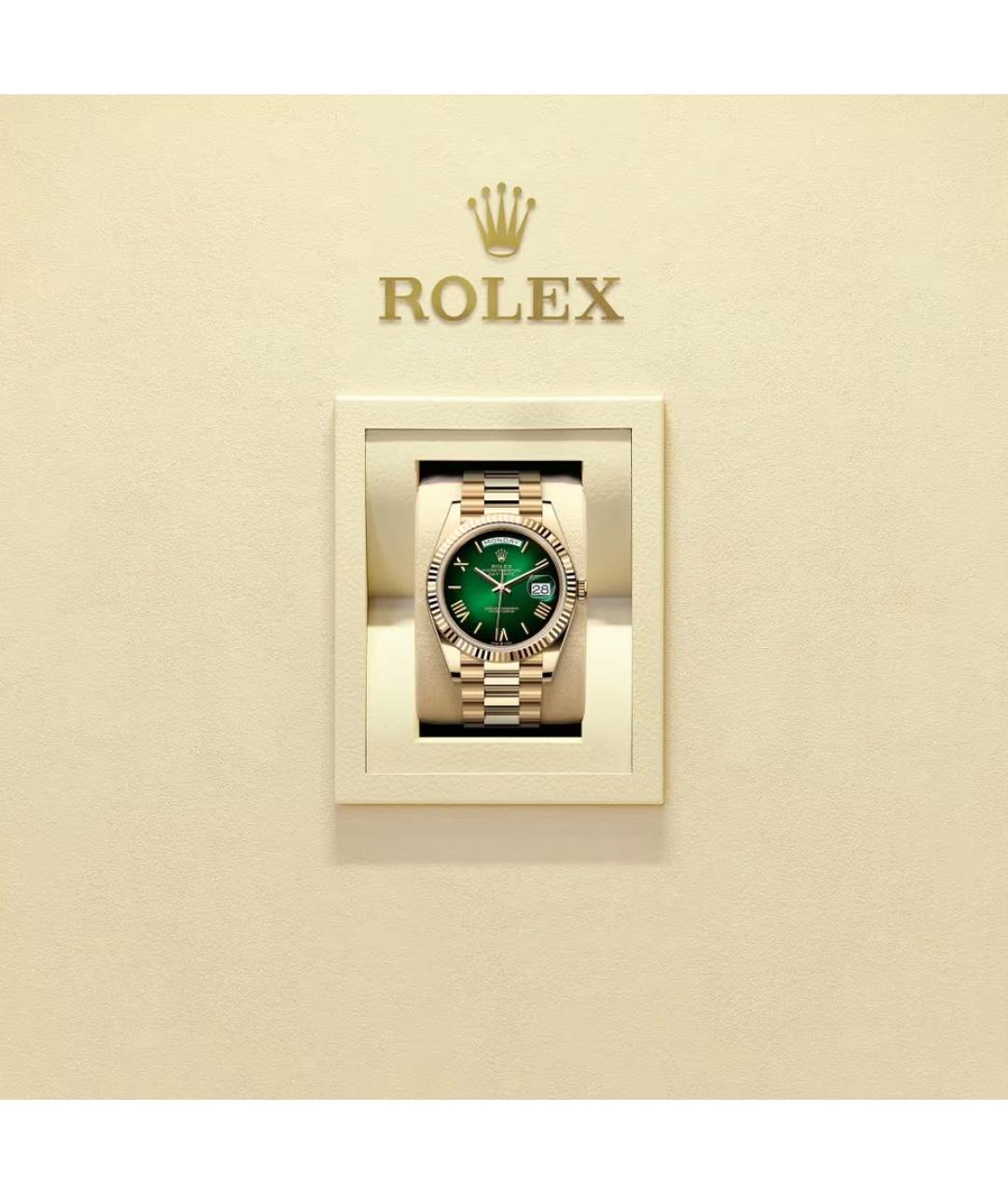 ROLEX Зеленые часы из желтого золота, фото 2