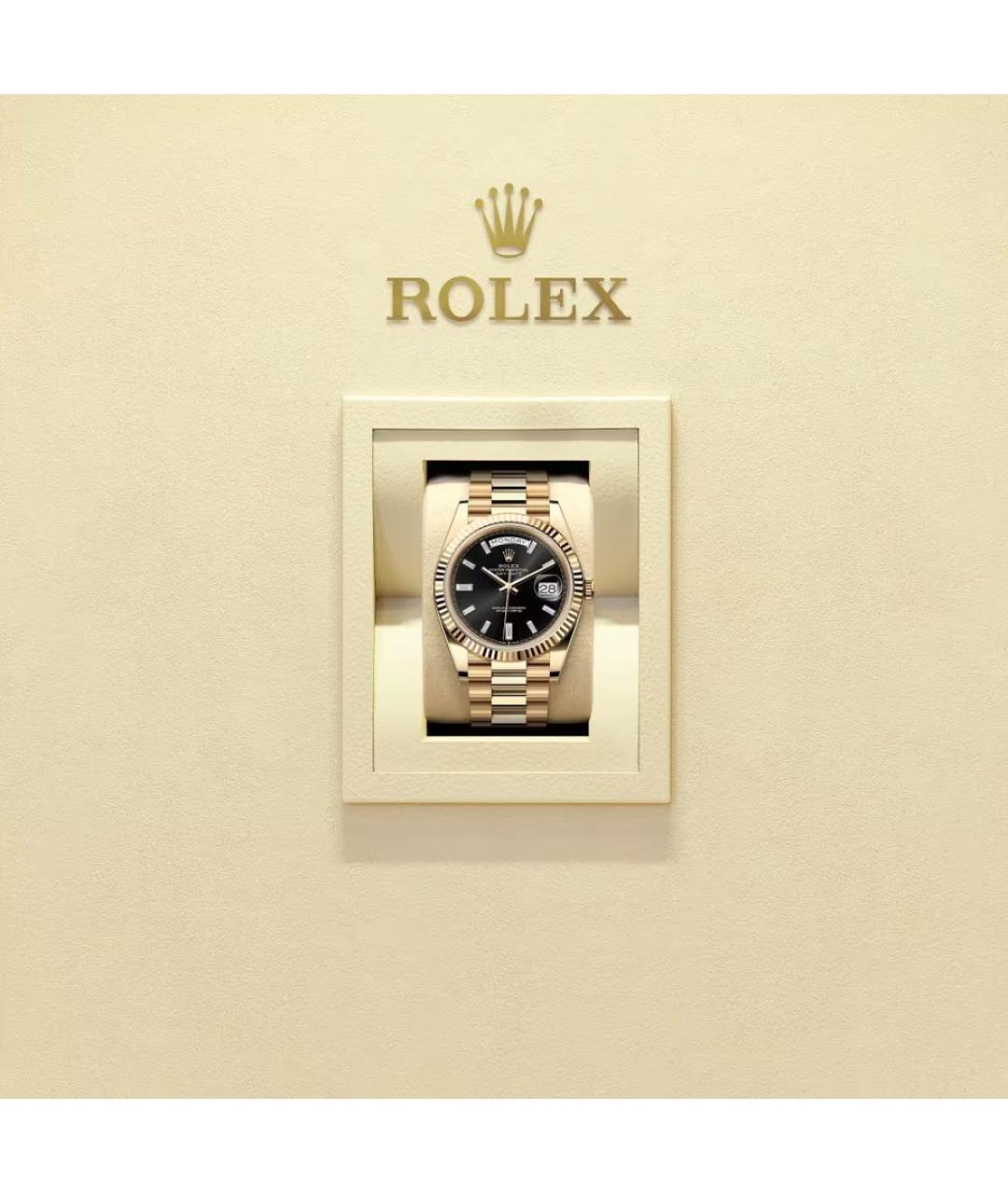 ROLEX Черные часы из желтого золота, фото 2