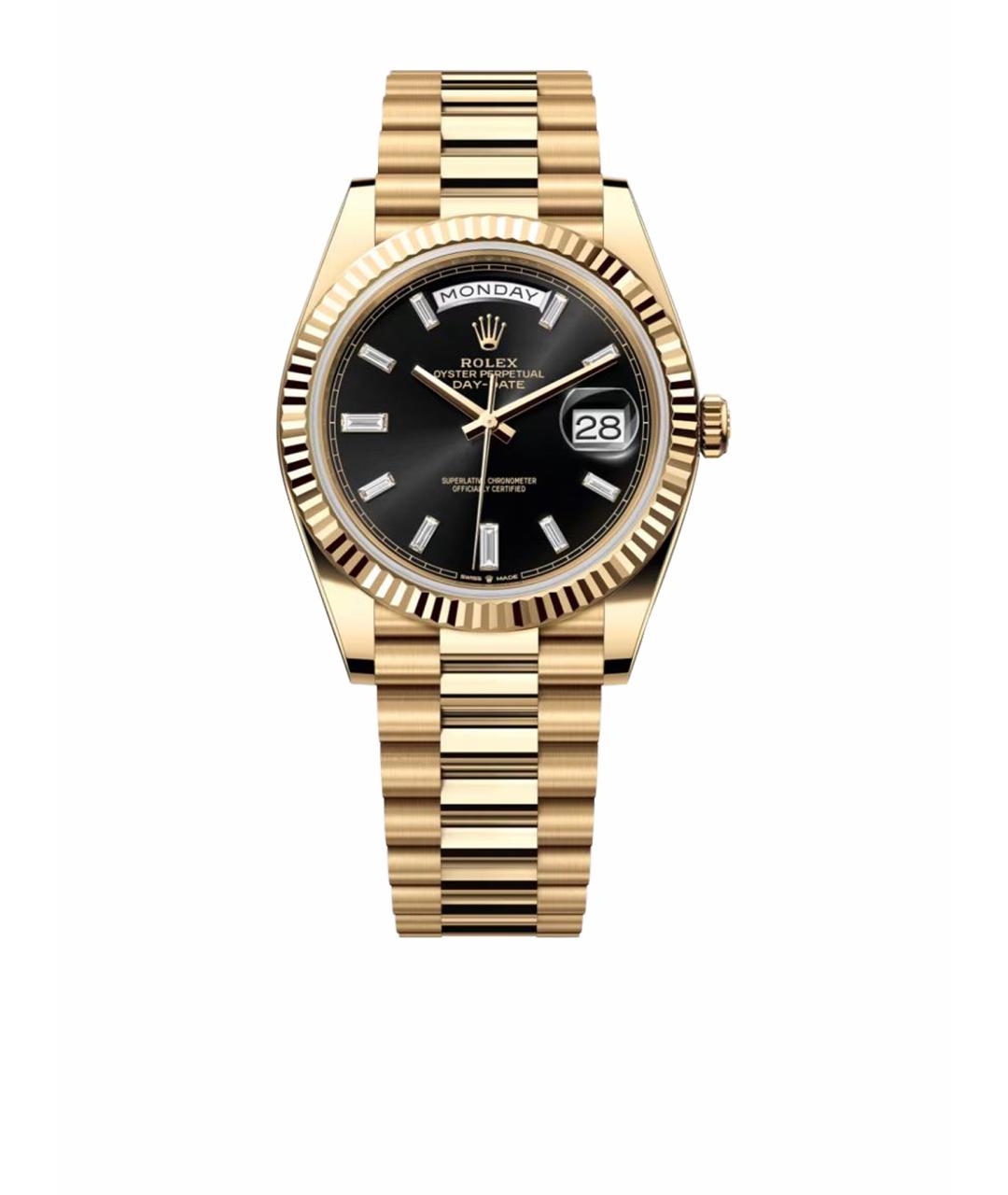 ROLEX Черные часы из желтого золота, фото 1