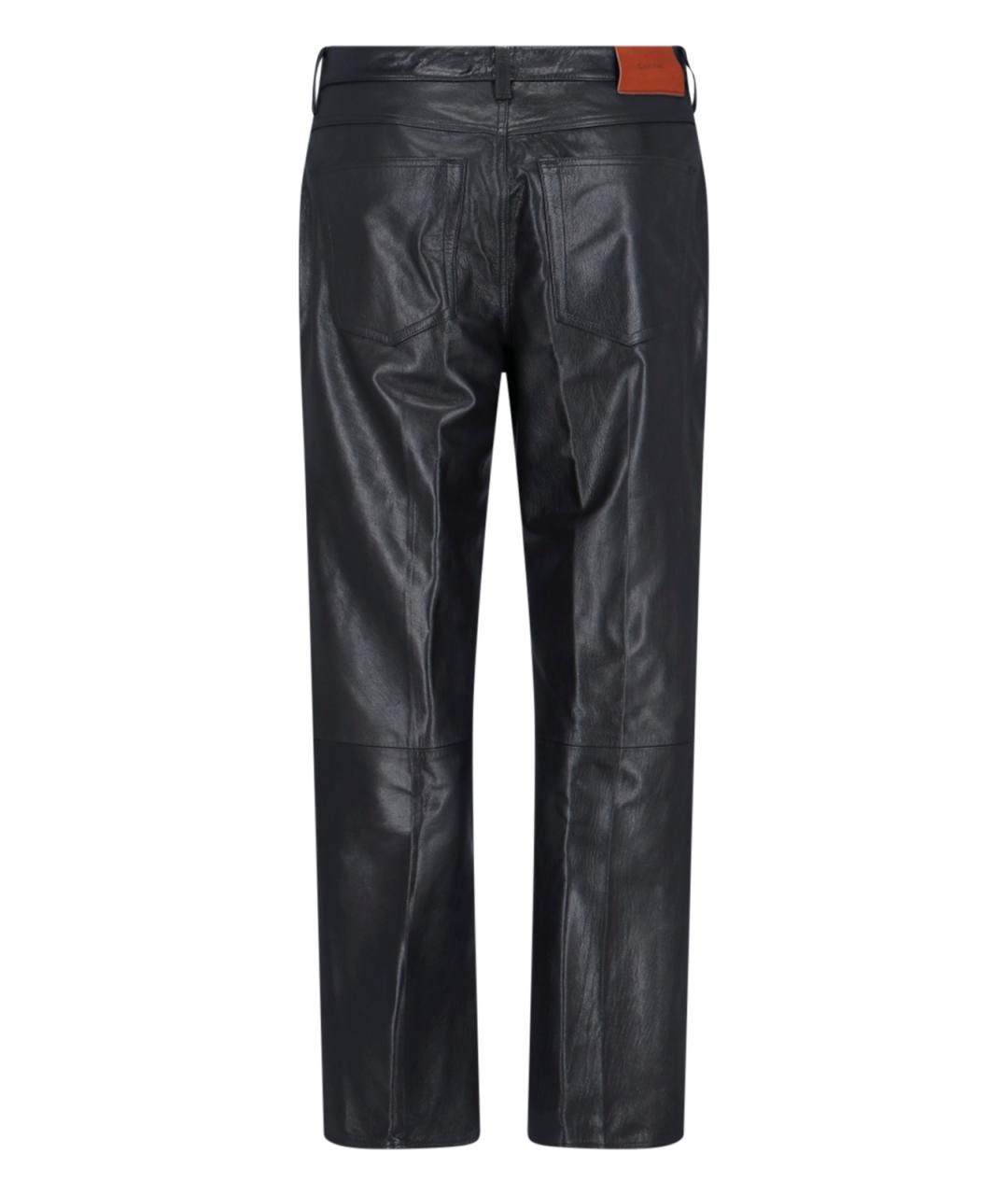 CALVIN KLEIN Черные кожаные повседневные брюки, фото 2