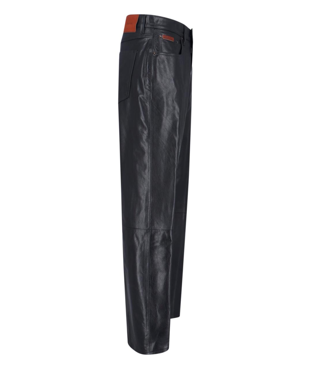 CALVIN KLEIN Черные кожаные повседневные брюки, фото 3