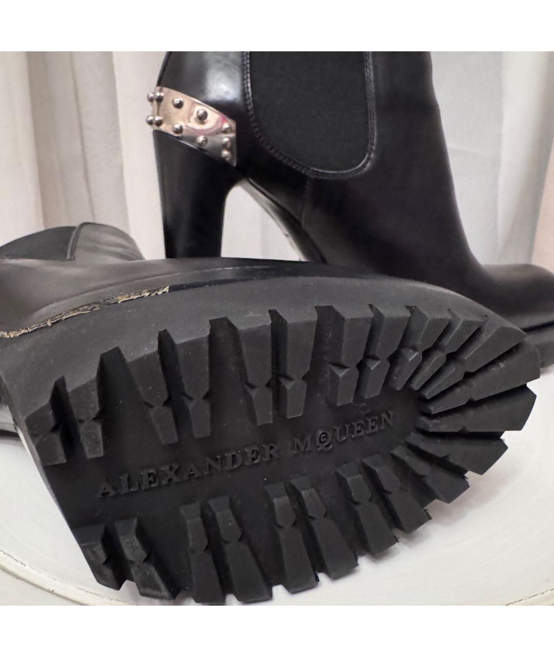 ALEXANDER MCQUEEN Черные кожаные ботильоны, фото 6