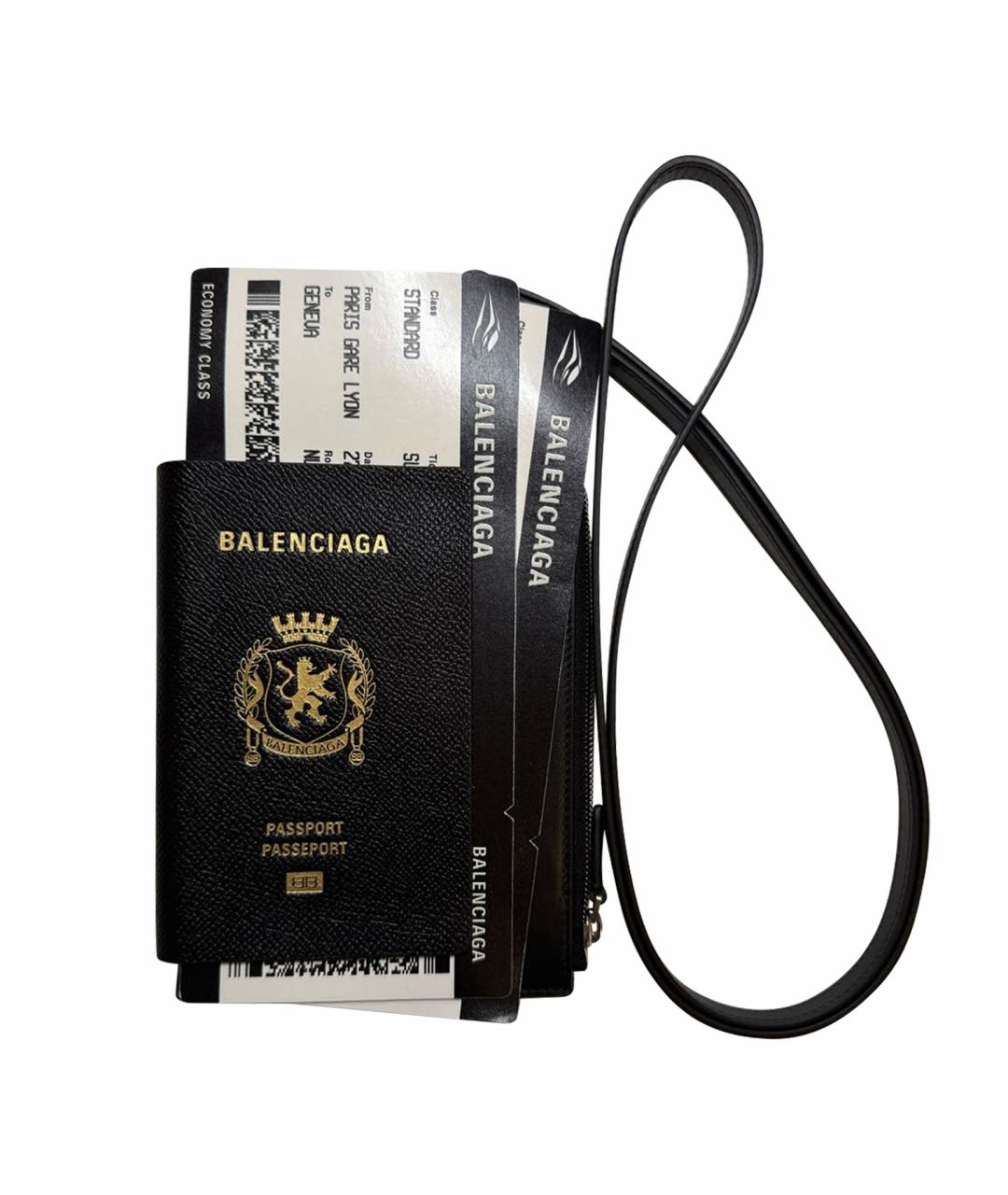BALENCIAGA Черный кожаный кошелек, фото 1