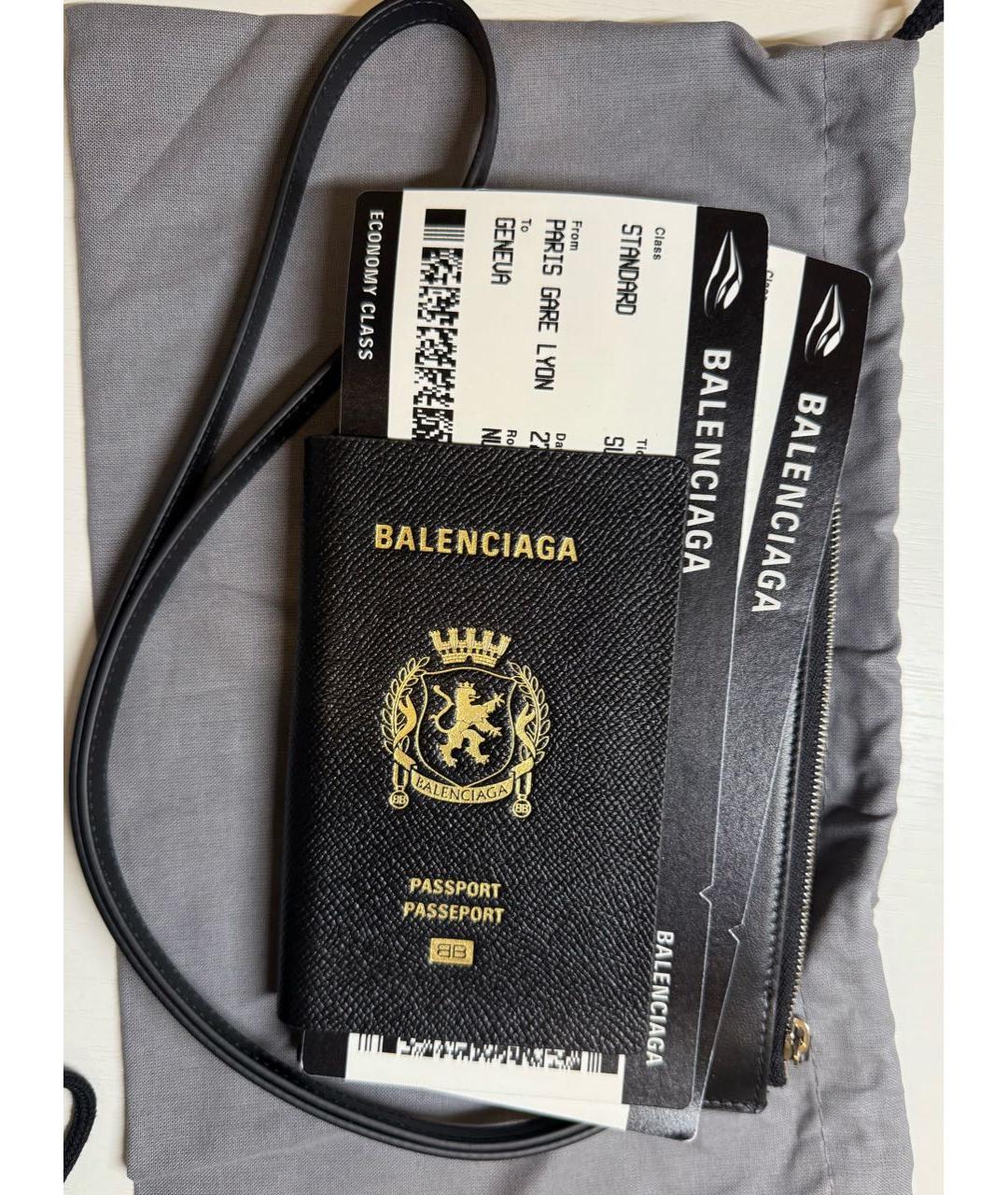 BALENCIAGA Черный кожаный кошелек, фото 2