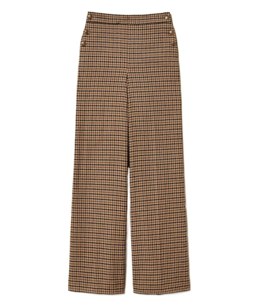 TWIN-SET Коричневые полиэстеровые прямые брюки, фото 1