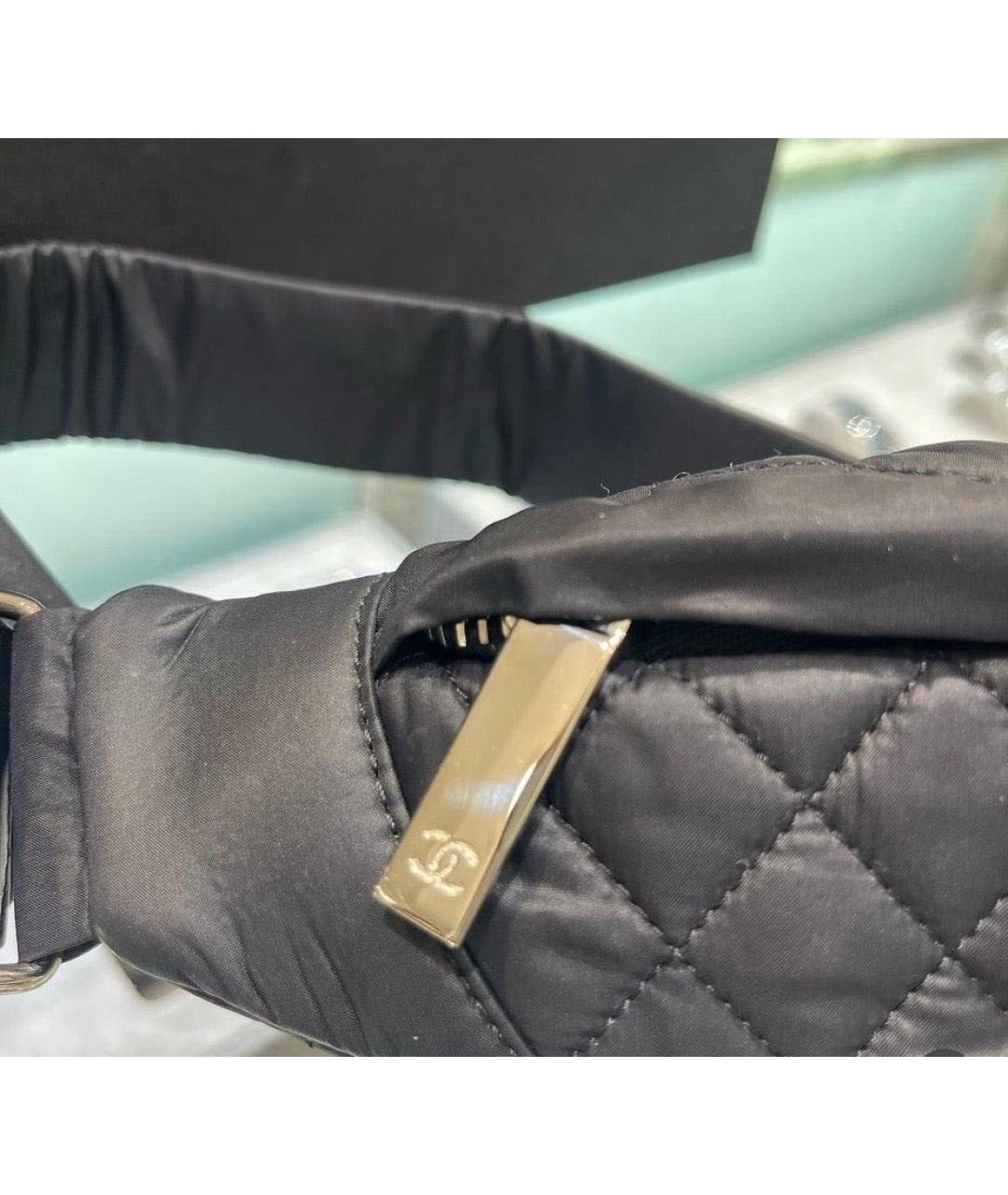 CHANEL Черная тканевая поясная сумка, фото 8