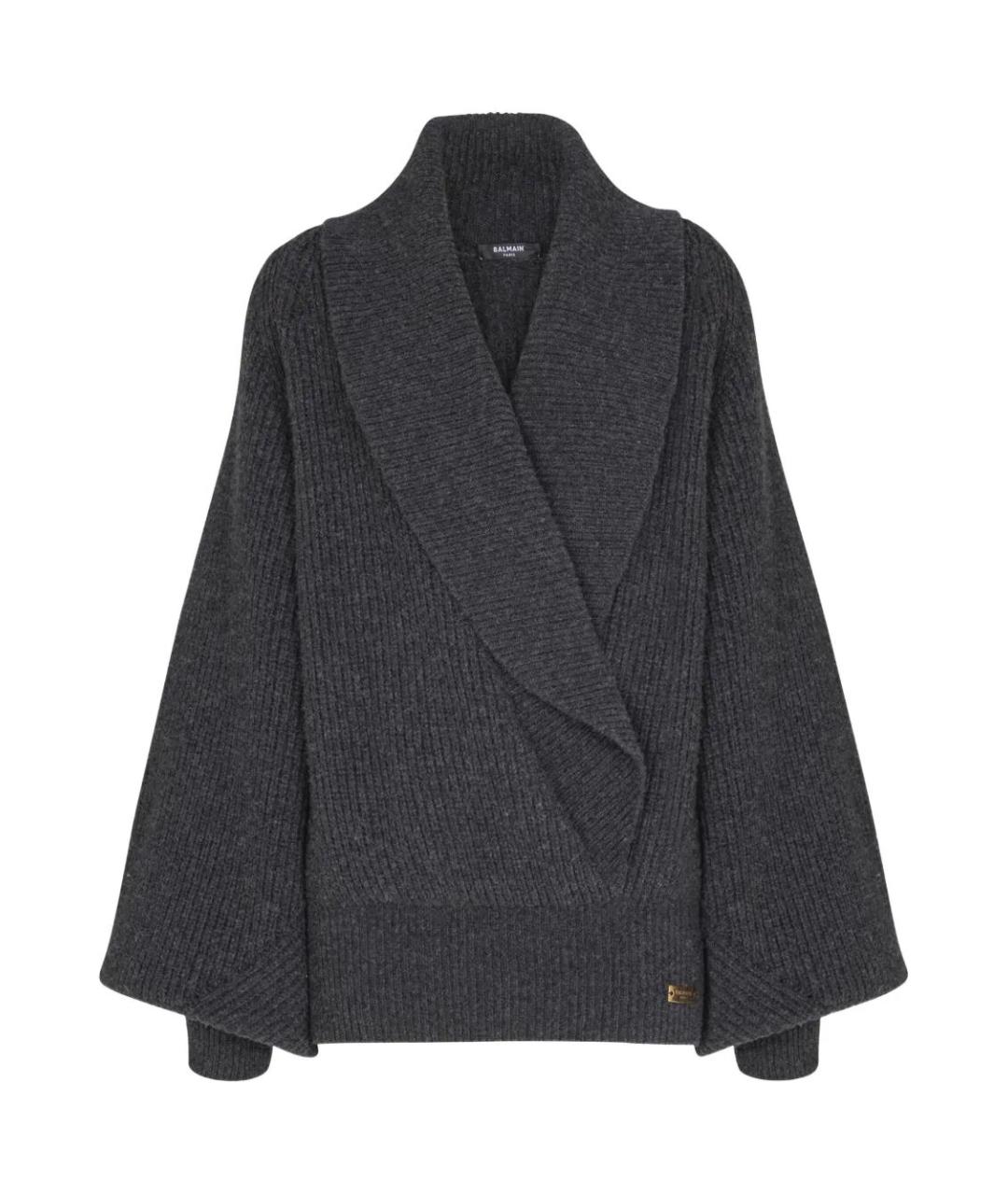 BALMAIN Серый шерстяной джемпер / свитер, фото 1