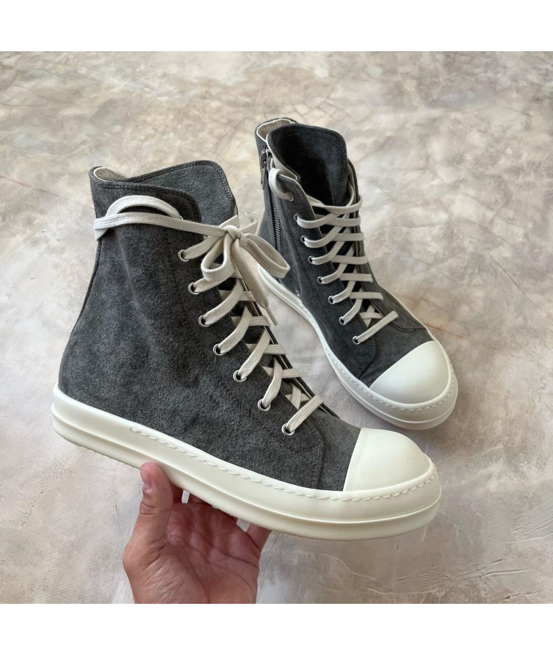 RICK OWENS DRKSHDW Серые высокие кроссовки / кеды, фото 7