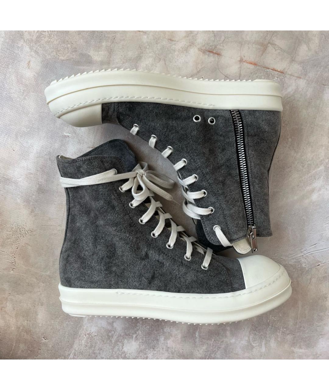RICK OWENS DRKSHDW Серые высокие кроссовки / кеды, фото 2