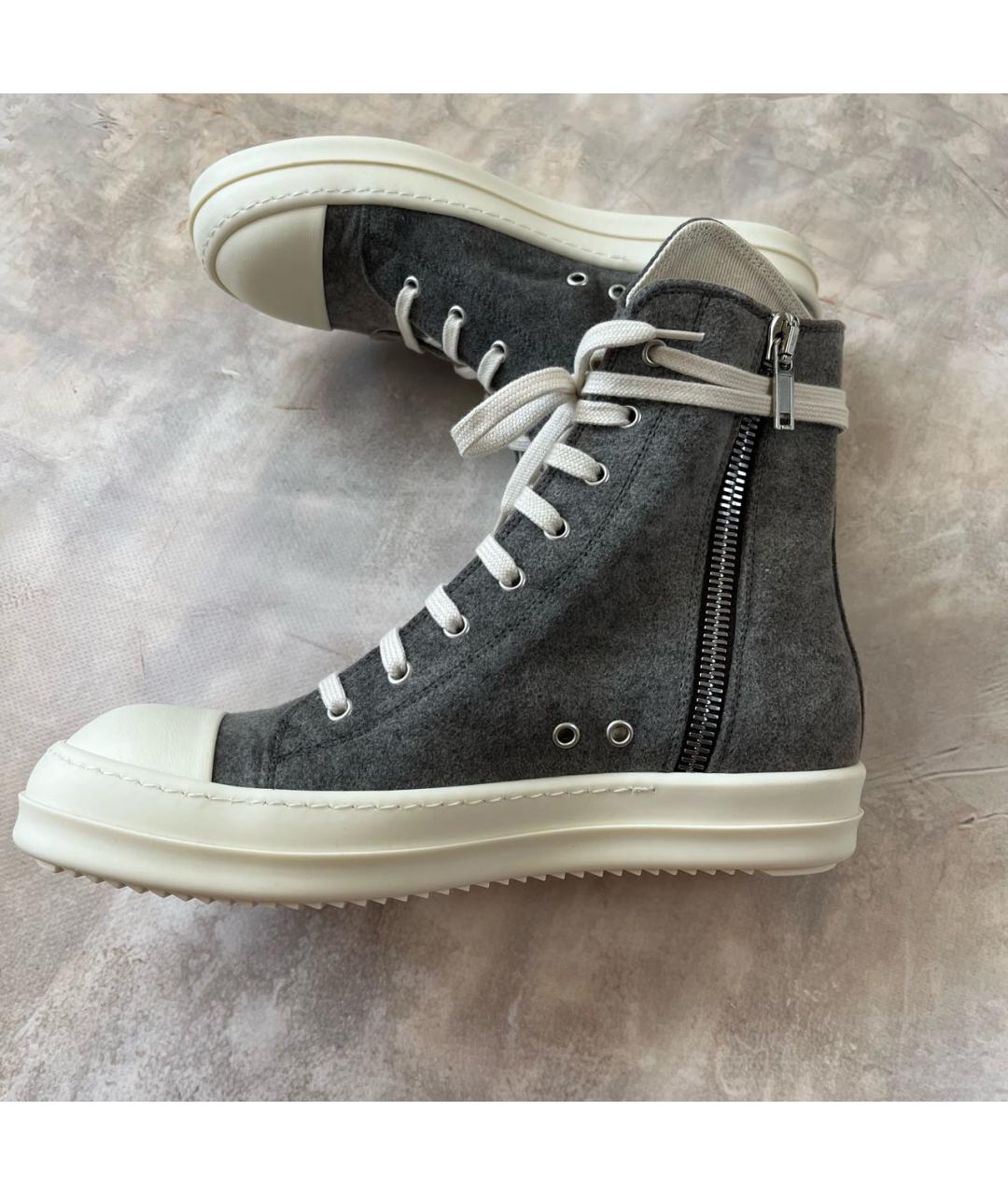 RICK OWENS DRKSHDW Серые высокие кроссовки / кеды, фото 3