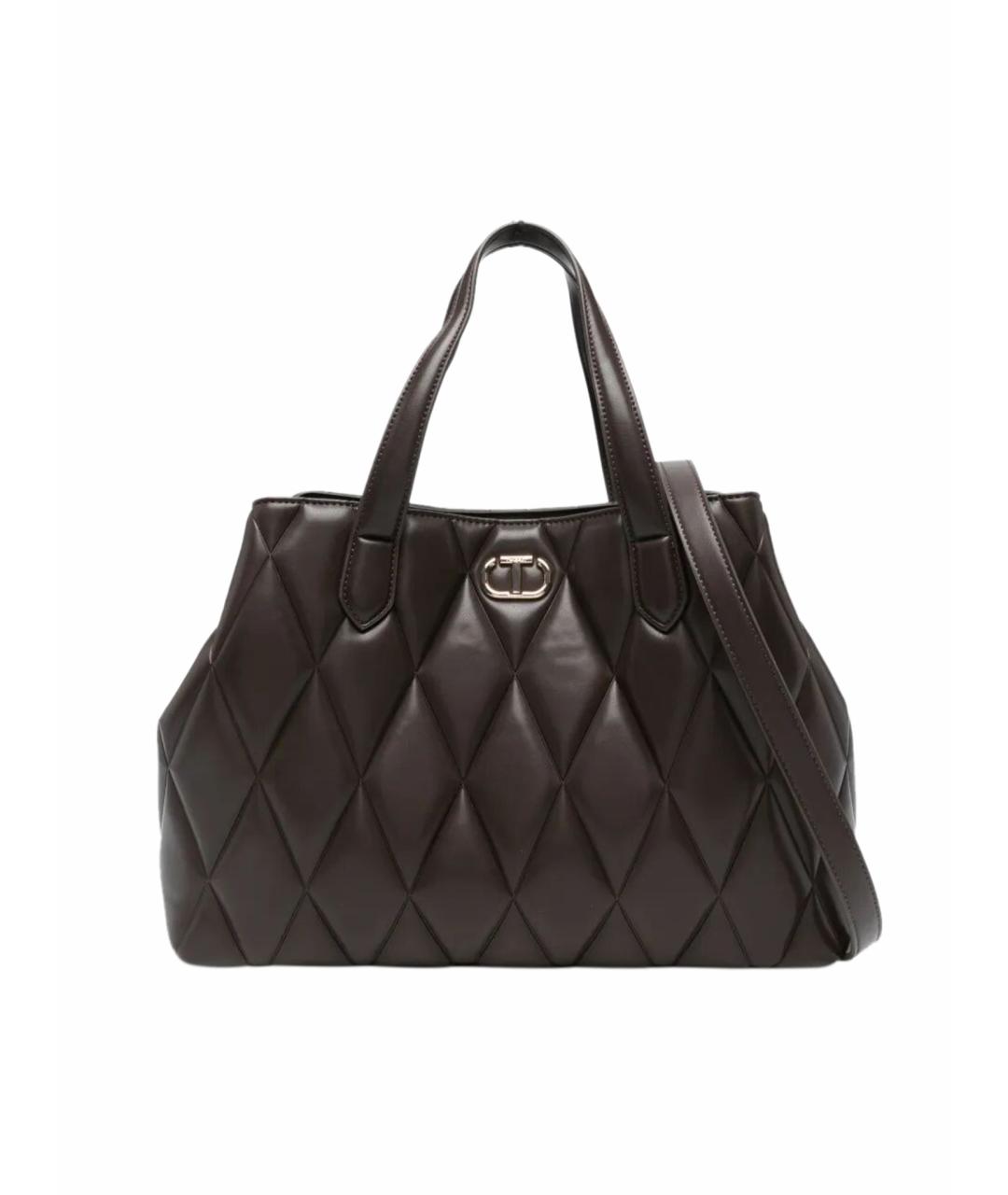 TWIN-SET Коричневая сумка тоут из искусственной кожи, фото 1