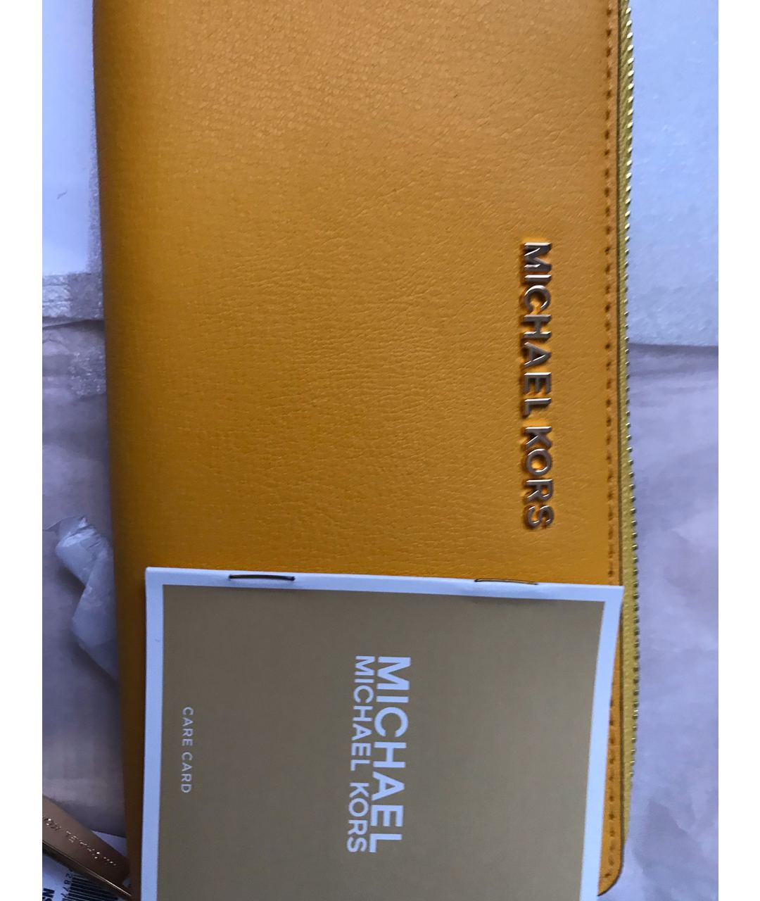 MICHAEL KORS Желтый кожаный кошелек, фото 5