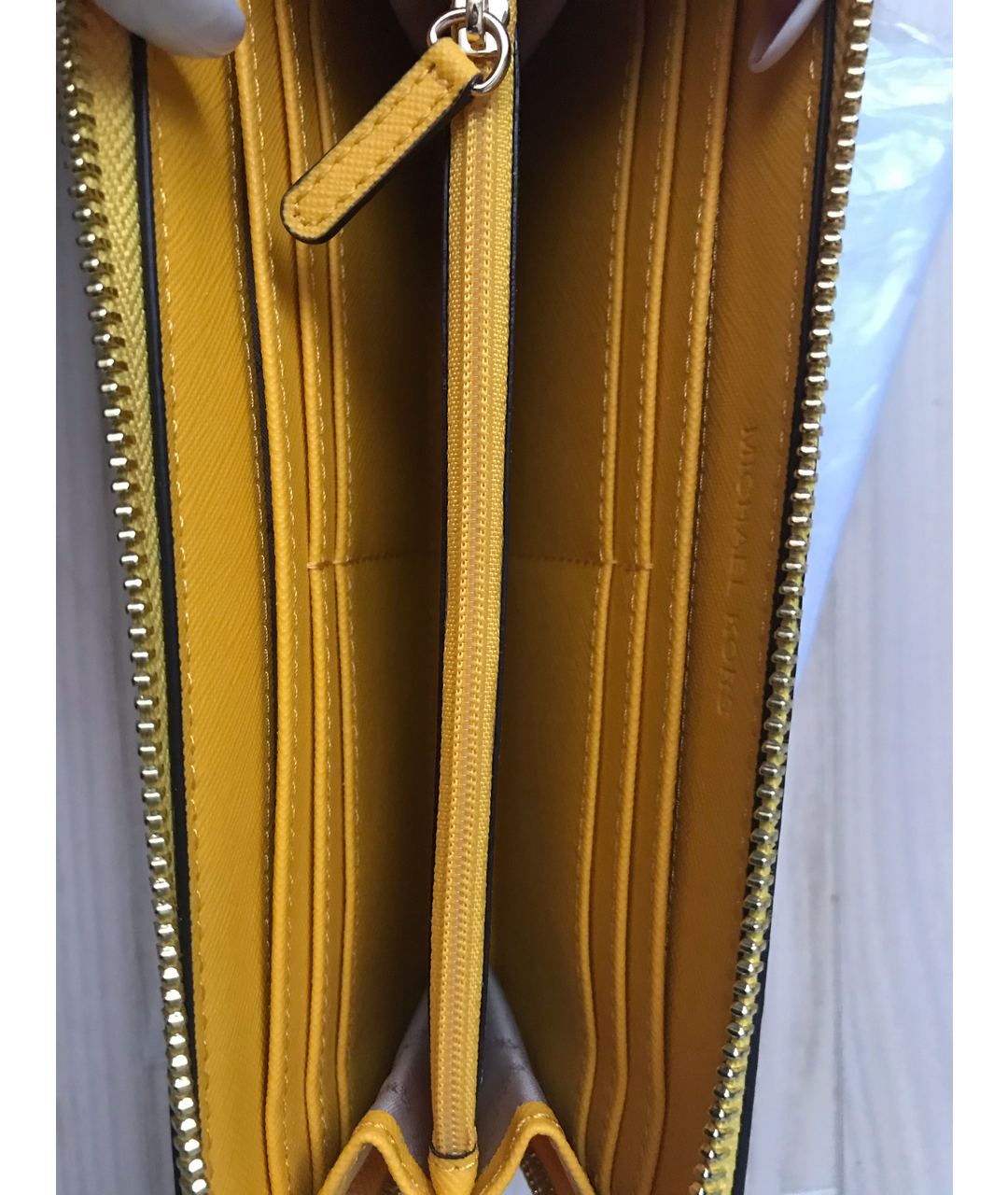 MICHAEL KORS Желтый кожаный кошелек, фото 3