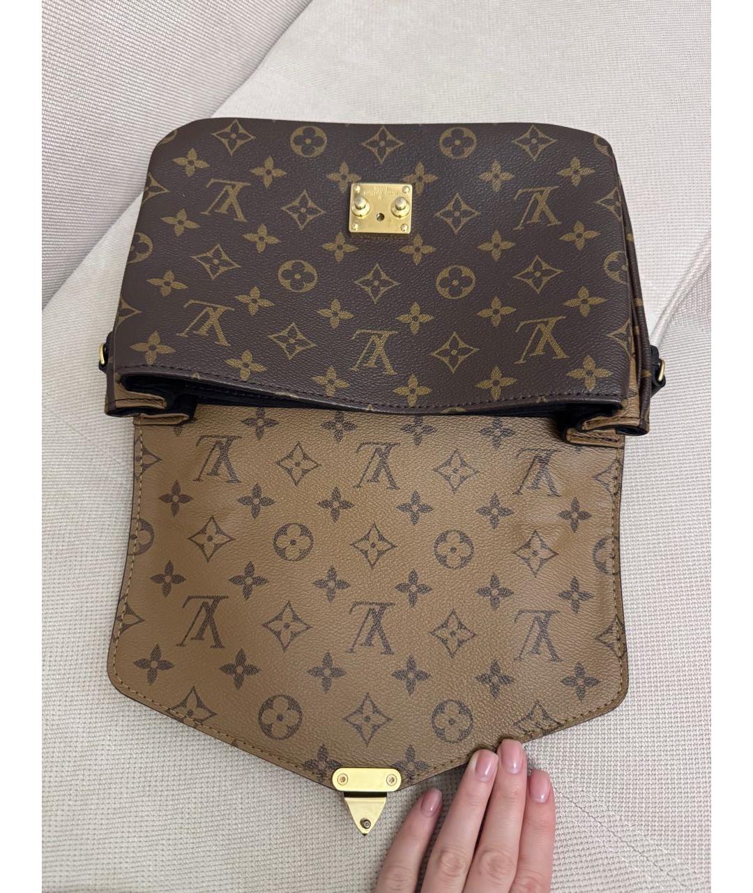 LOUIS VUITTON Коричневая кожаная сумка через плечо, фото 3