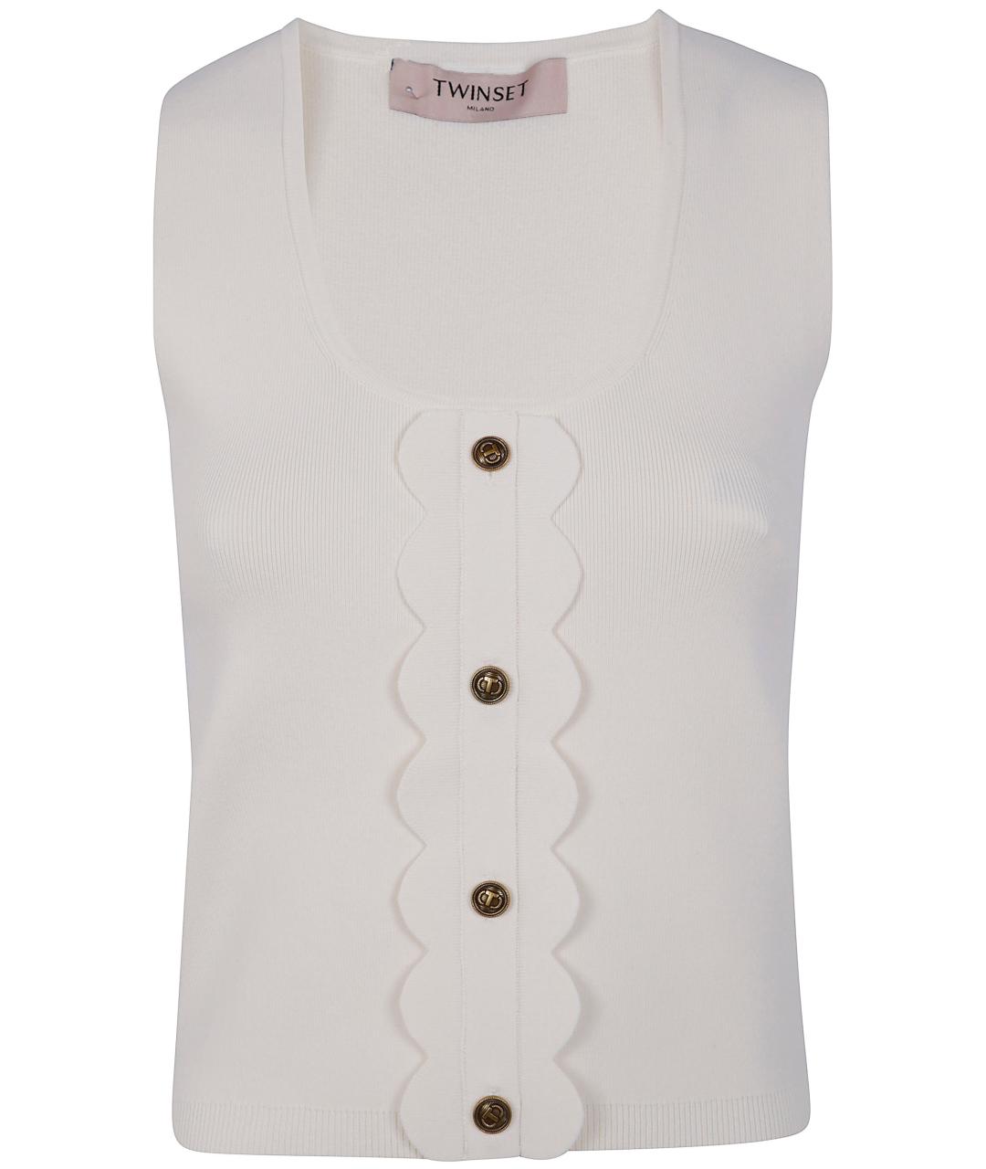 TWIN-SET Белая вискозная майка, фото 1