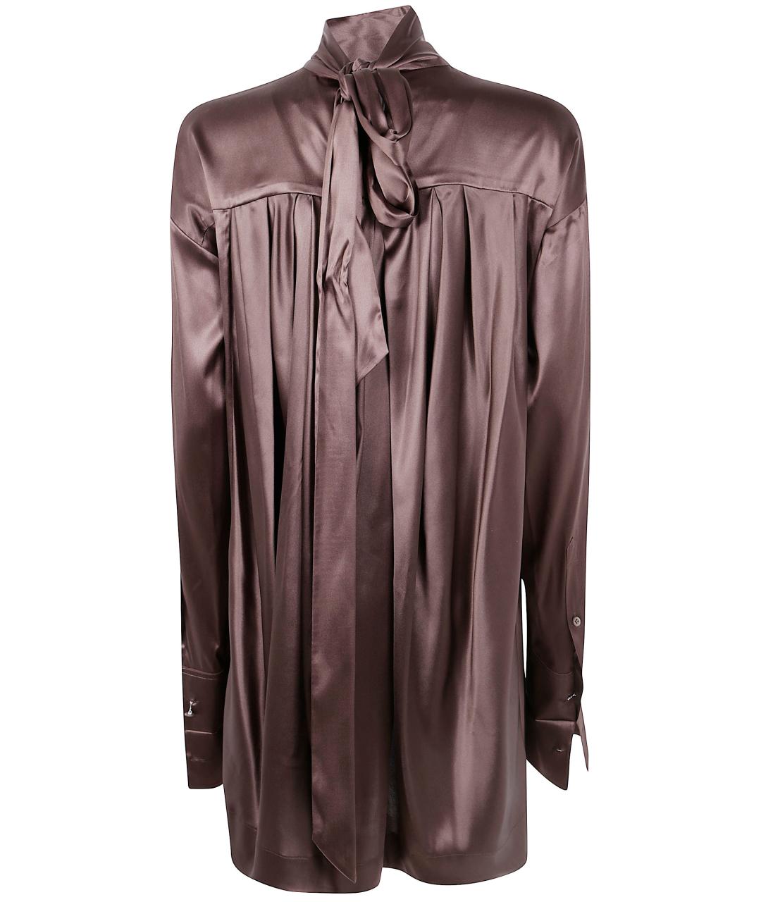 DRIES VAN NOTEN Коричневая шелковая рубашка, фото 2