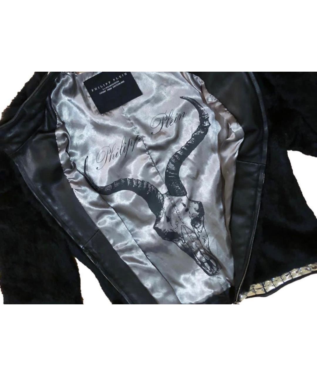 PHILIPP PLEIN Черная меховая шуба, фото 2