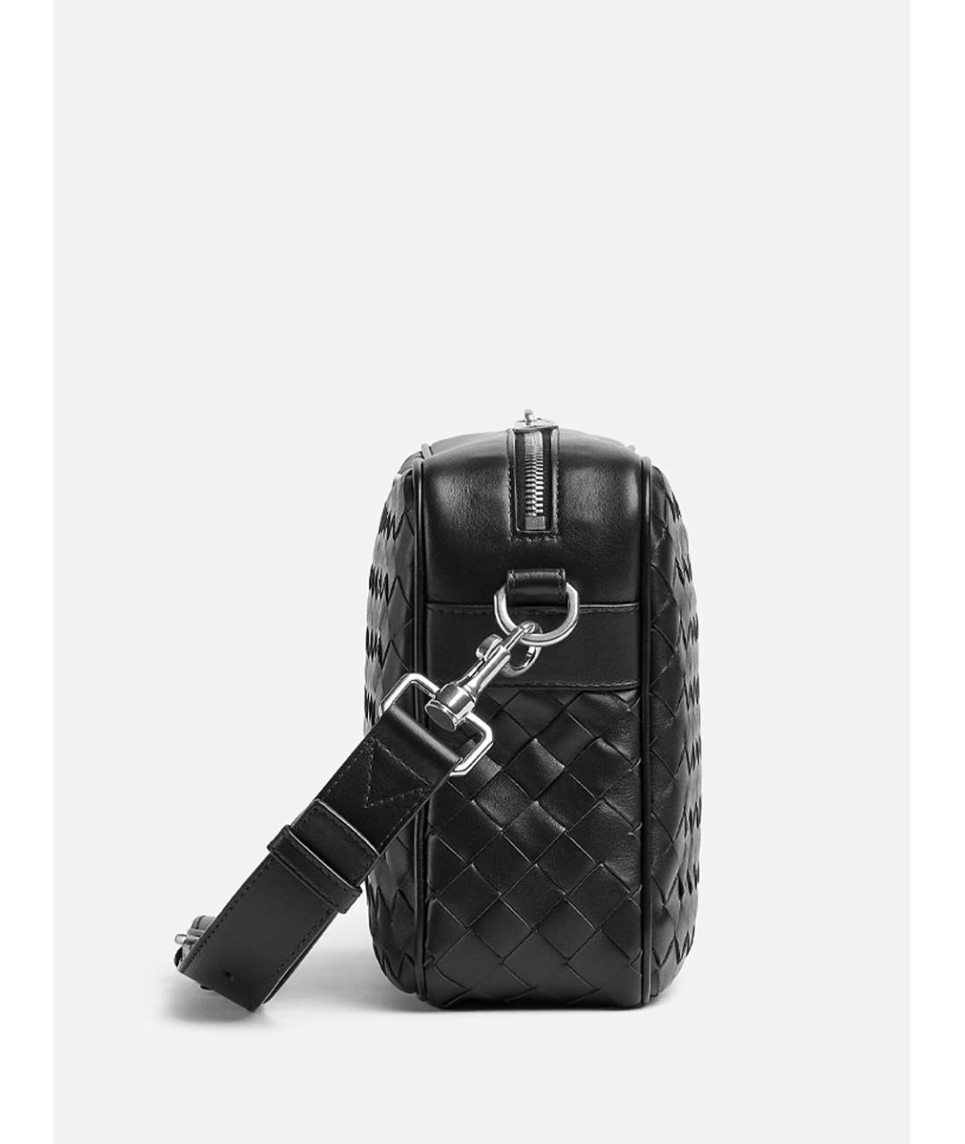 BOTTEGA VENETA Черная кожаная сумка на плечо, фото 2