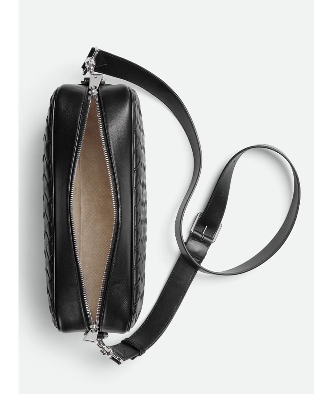 BOTTEGA VENETA Черная кожаная сумка на плечо, фото 3