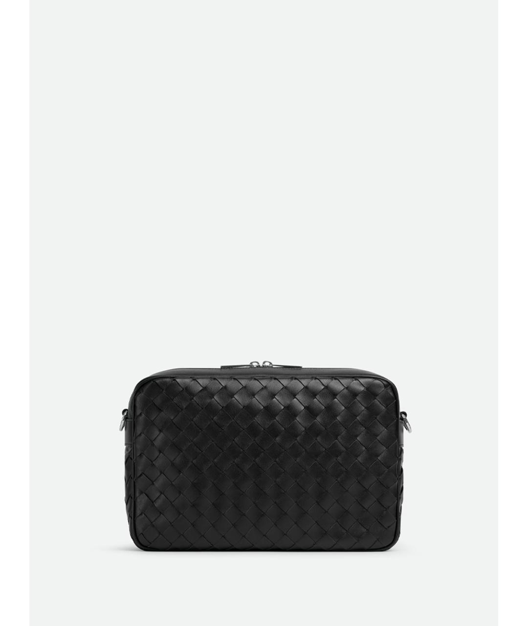 BOTTEGA VENETA Черная кожаная сумка на плечо, фото 4