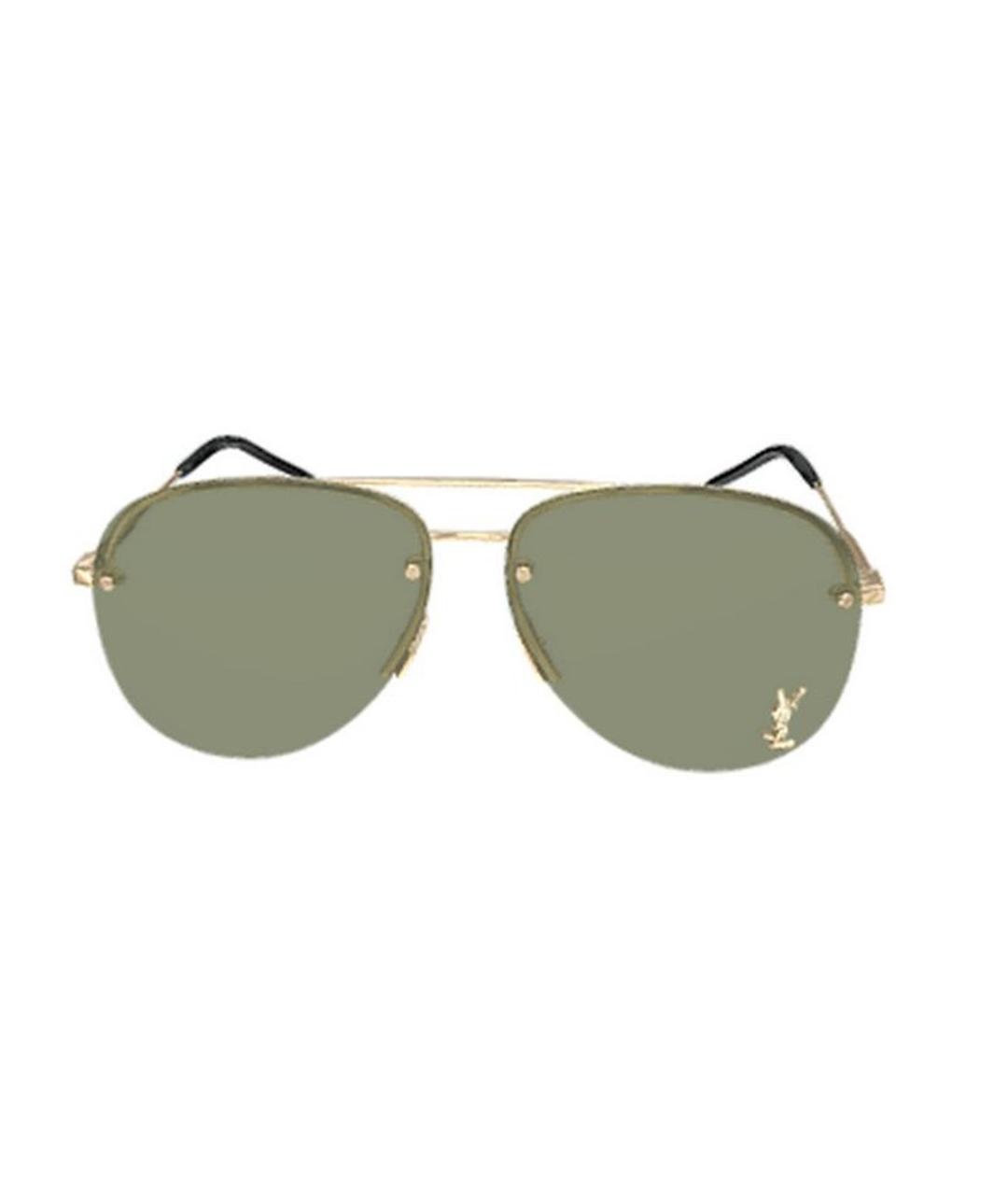 SAINT LAURENT Золотые металлические солнцезащитные очки, фото 2