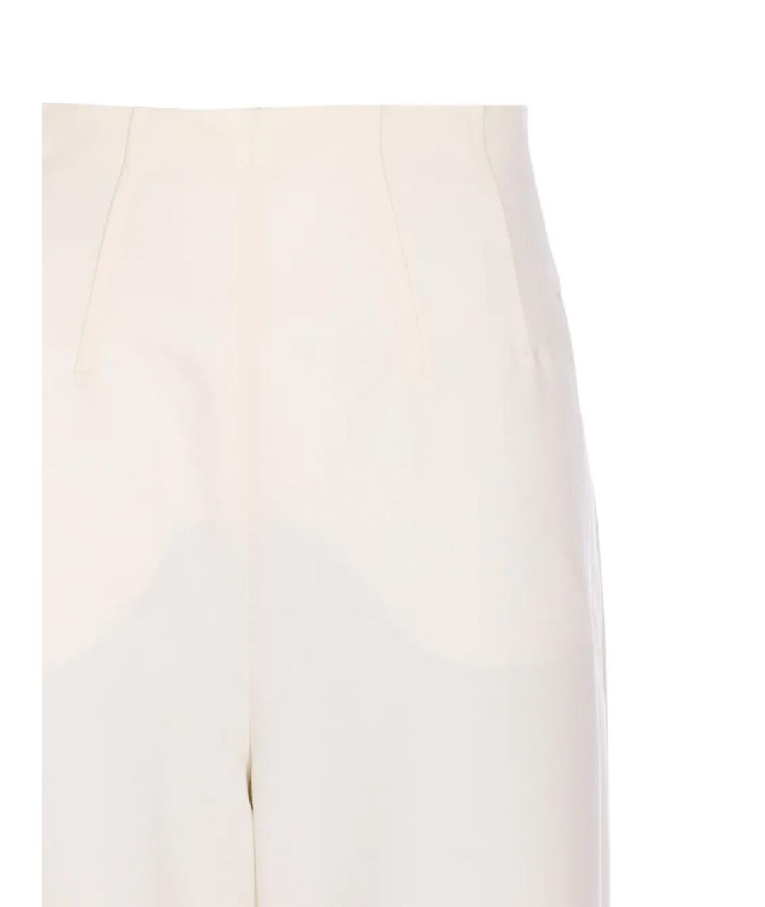 MAX MARA Белые шерстяные прямые брюки, фото 4