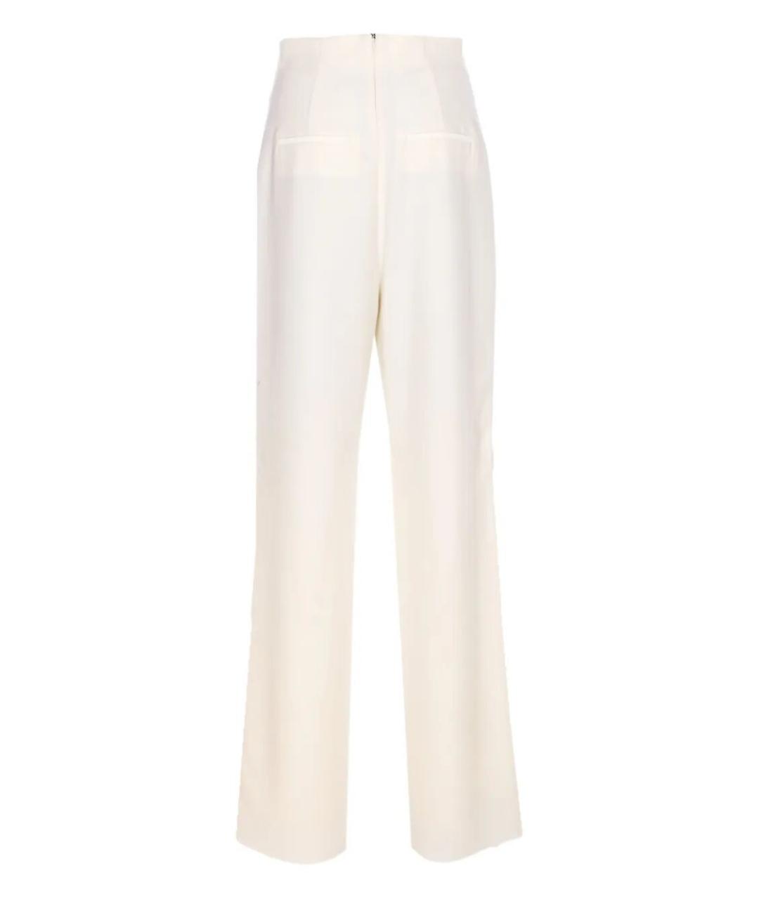 MAX MARA Белые шерстяные прямые брюки, фото 3