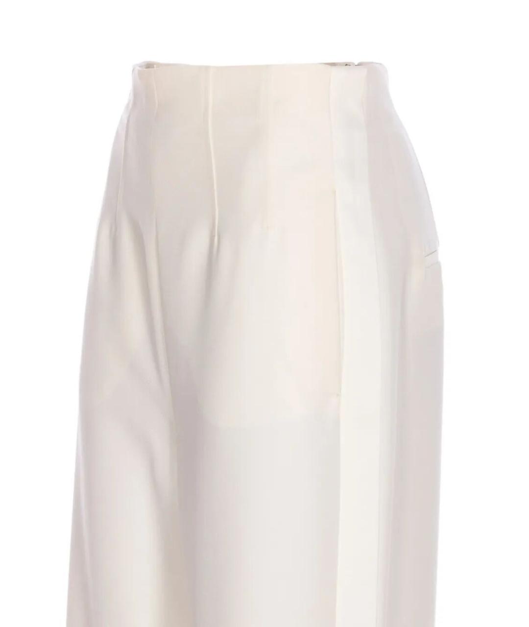 MAX MARA Белые шерстяные прямые брюки, фото 2
