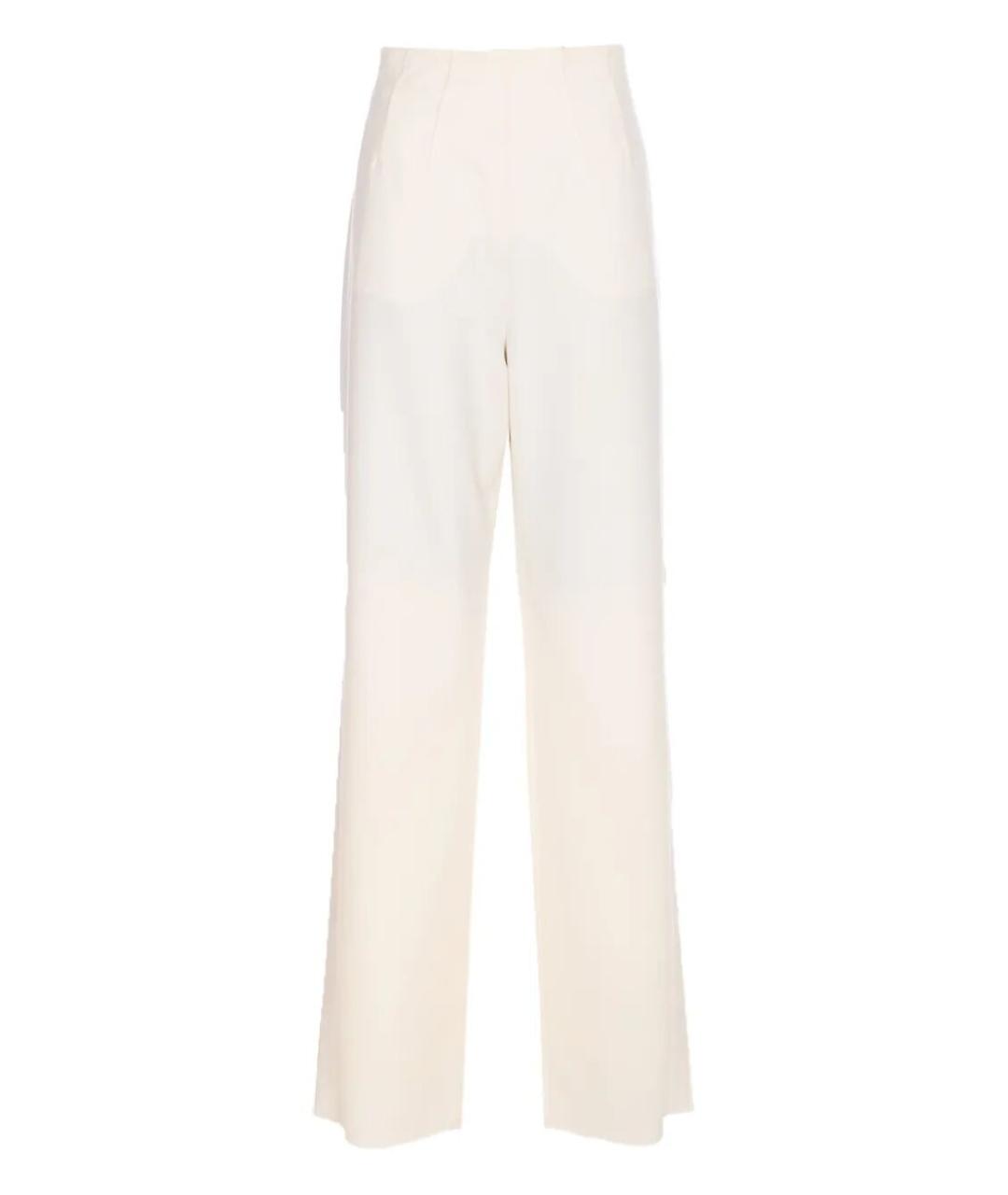 MAX MARA Белые шерстяные прямые брюки, фото 1
