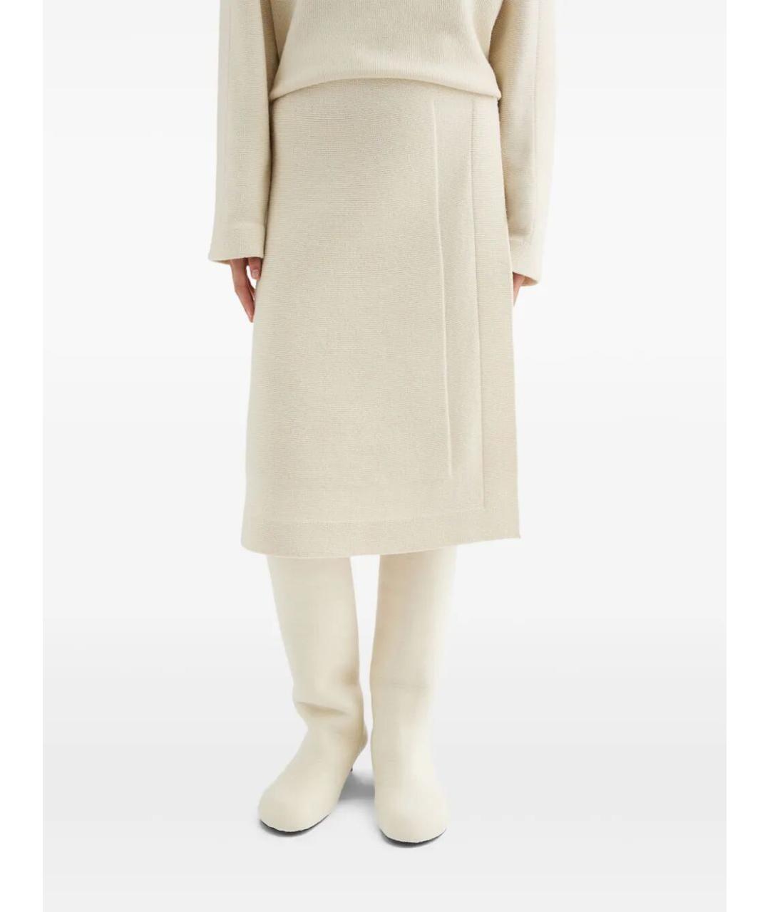 JIL SANDER Белая шерстяная юбка миди, фото 4