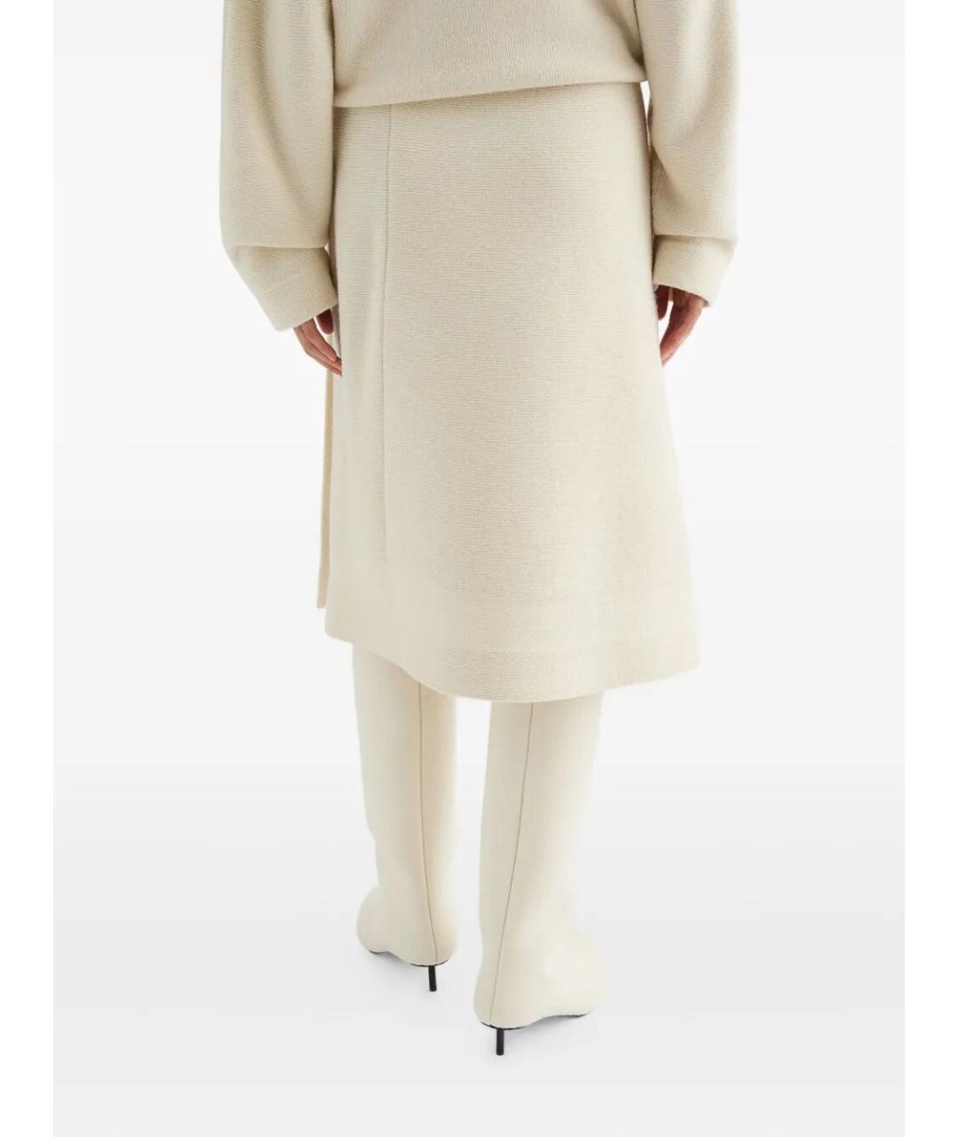 JIL SANDER Белая шерстяная юбка миди, фото 2