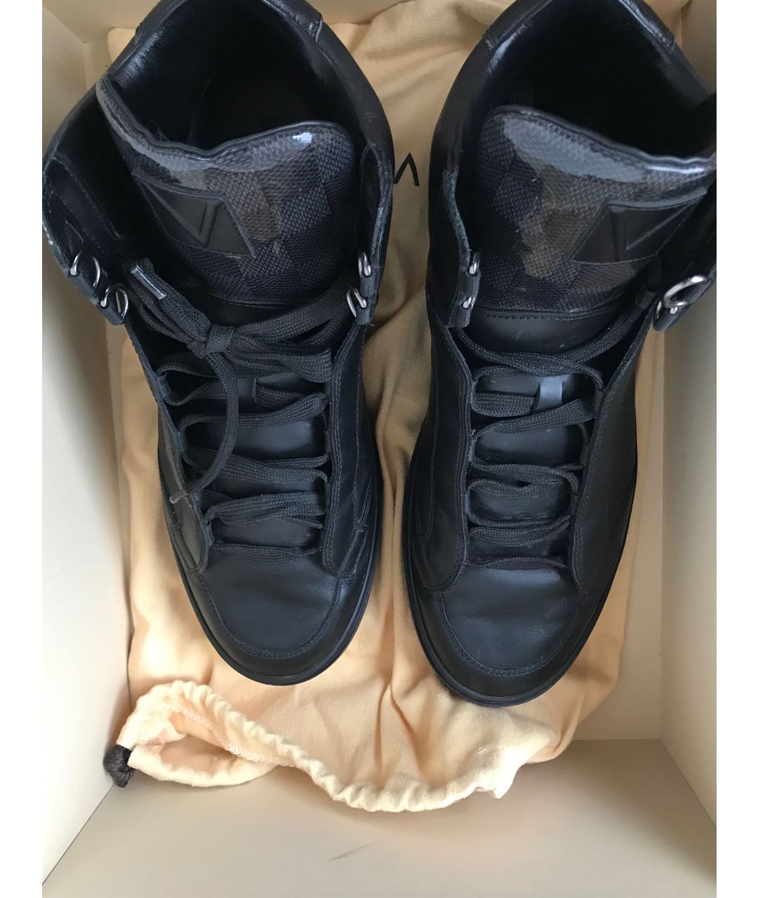 LOUIS VUITTON PRE-OWNED Черные кожаные высокие кроссовки / кеды, фото 8